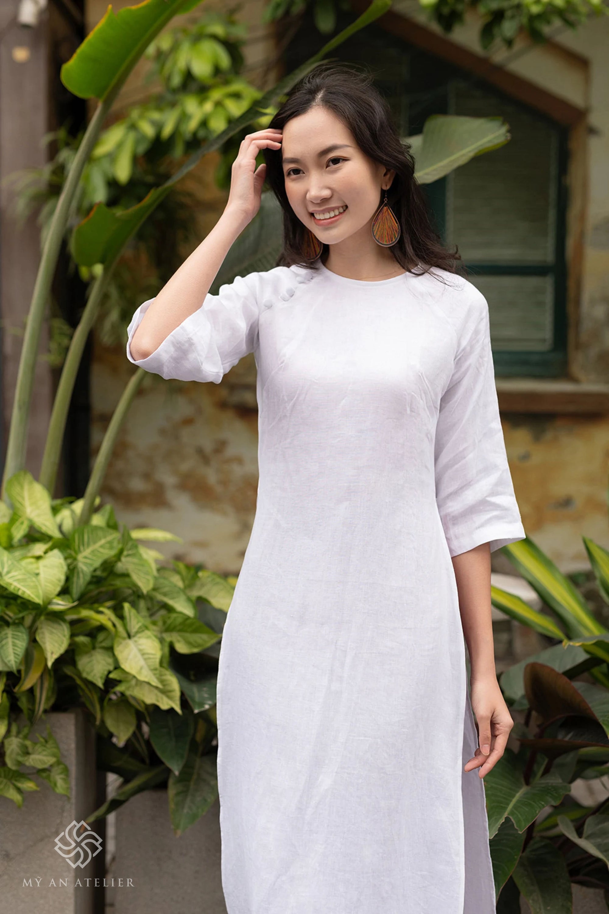 Linen solid color ao dai