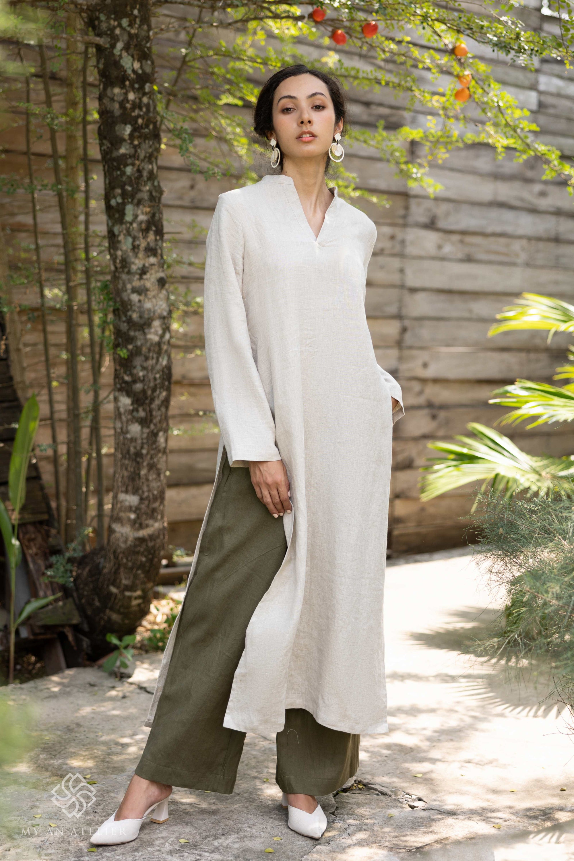 Linen Vietnamese ao dai for women