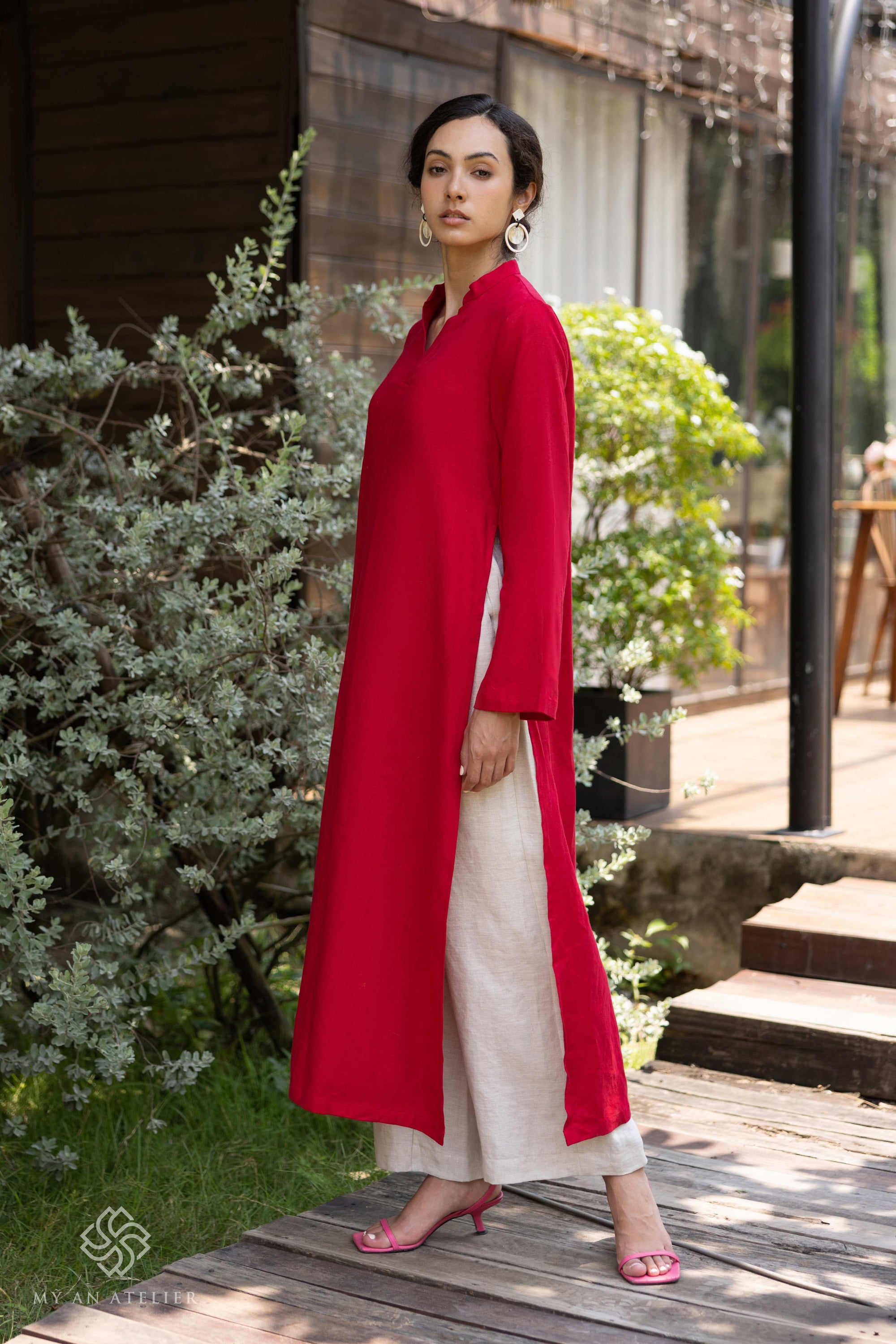 Linen Vietnamese dress with pants