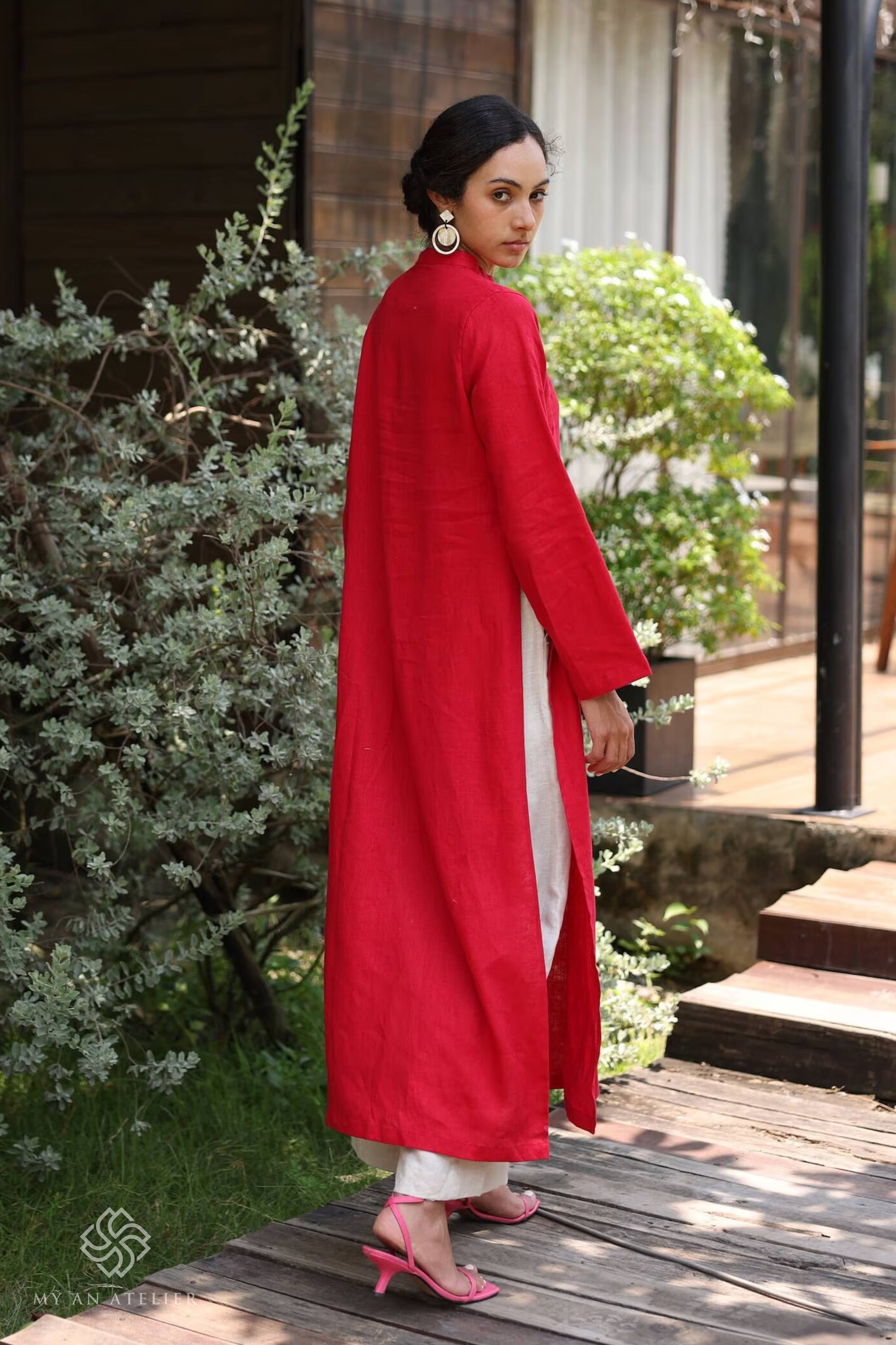 Linen Vietnamese dress with pants
