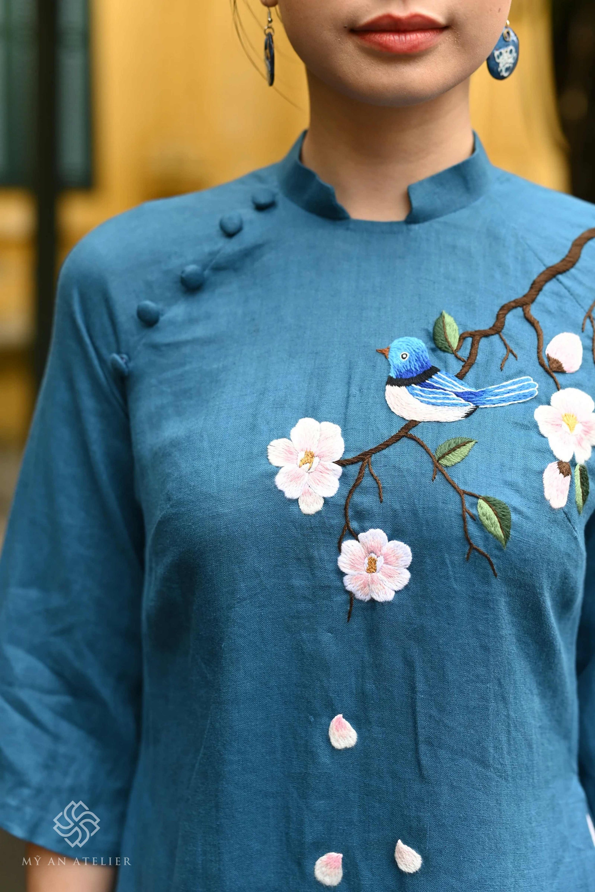 Linen Vietnamese dress women