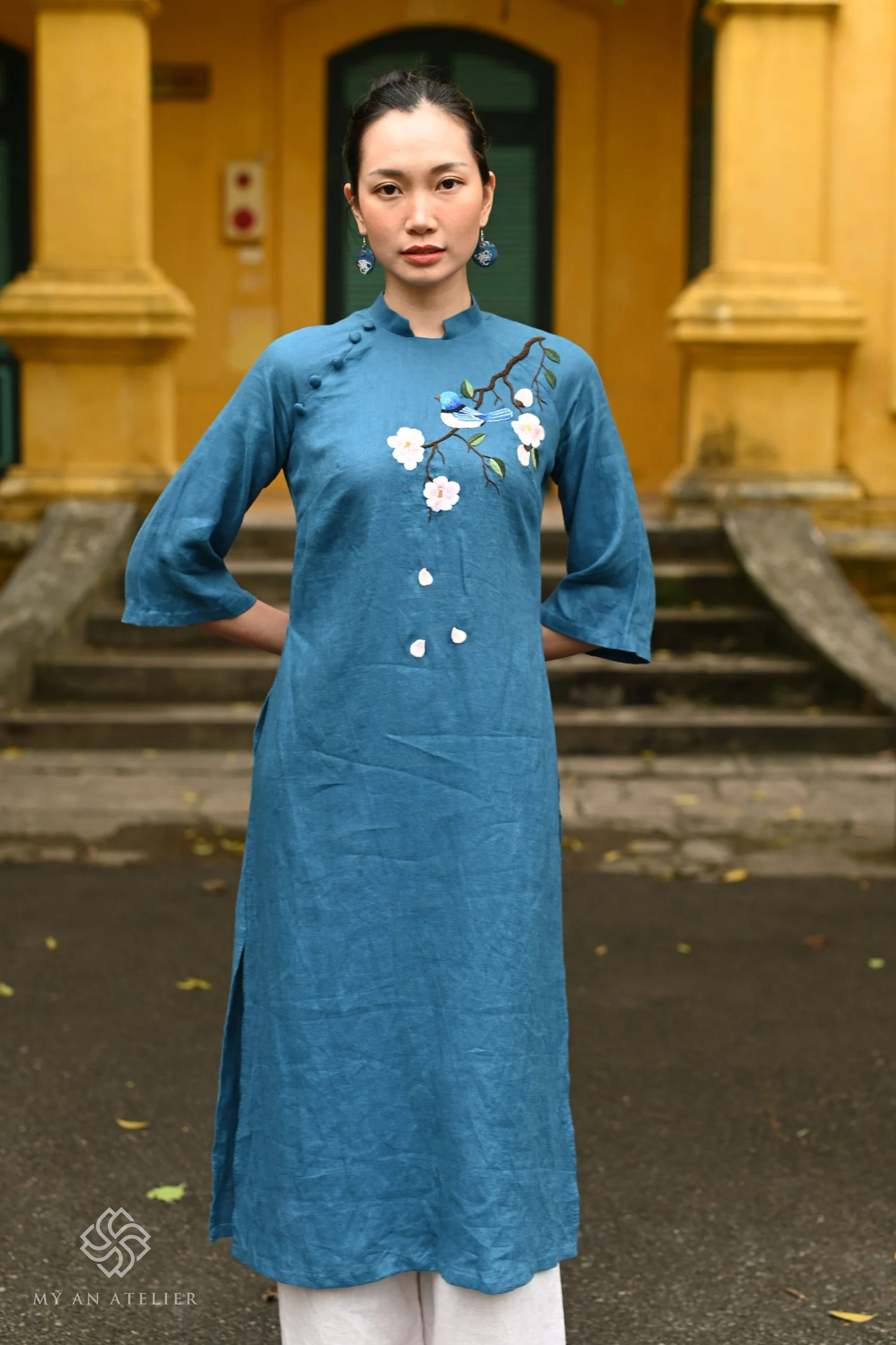 Linen Vietnamese dress women