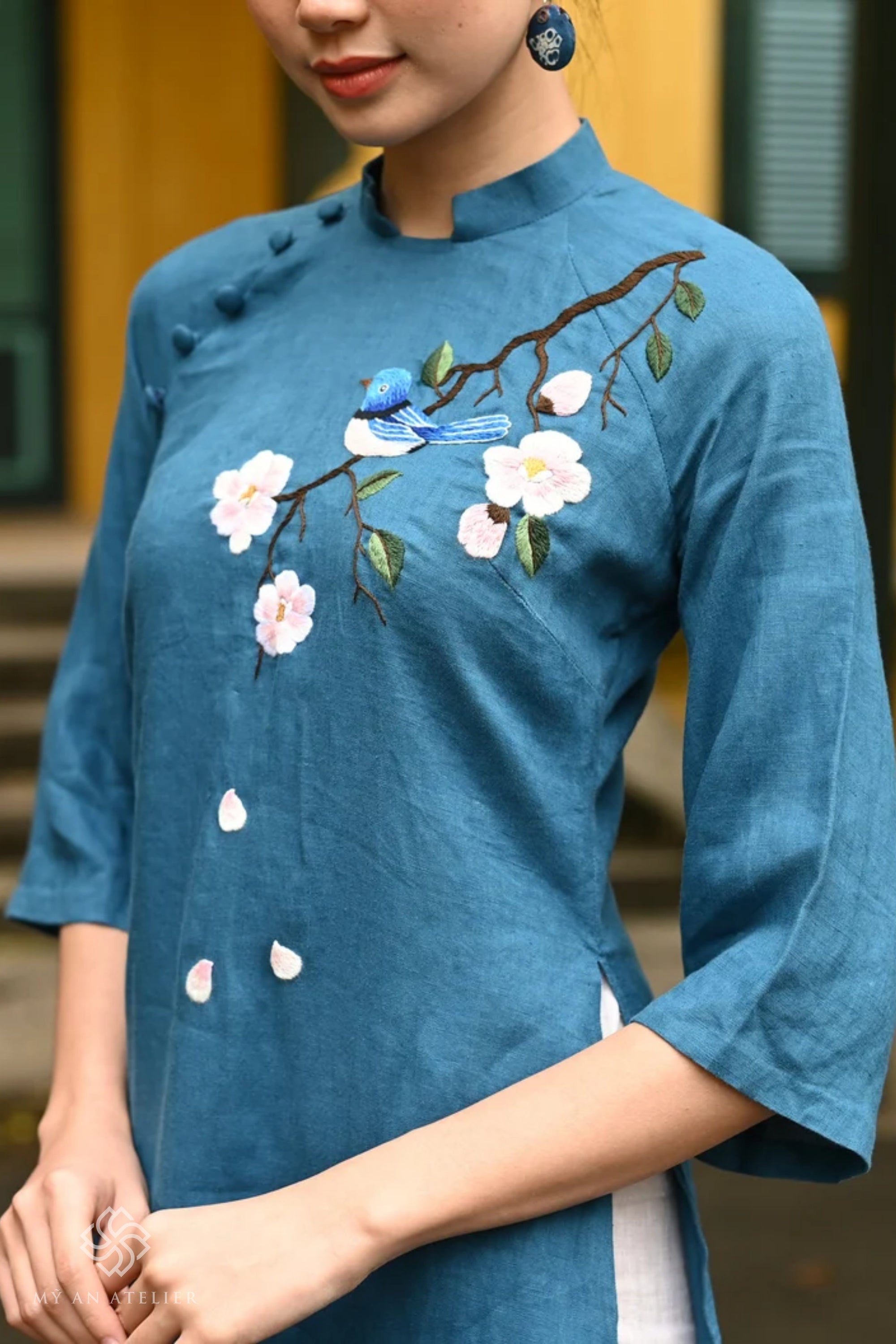 Linen Vietnamese dress women