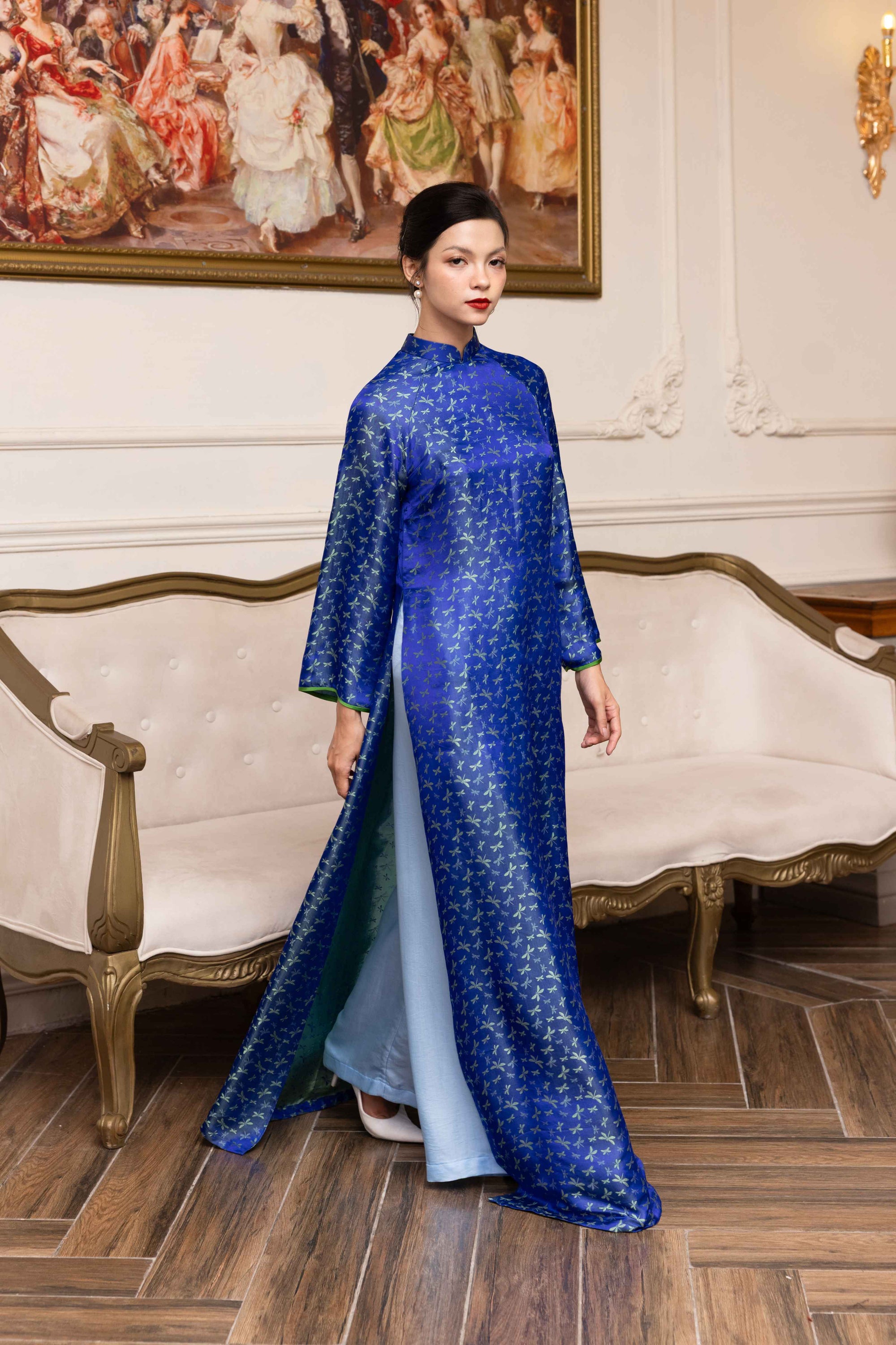 Long sleeve silk tunic dress