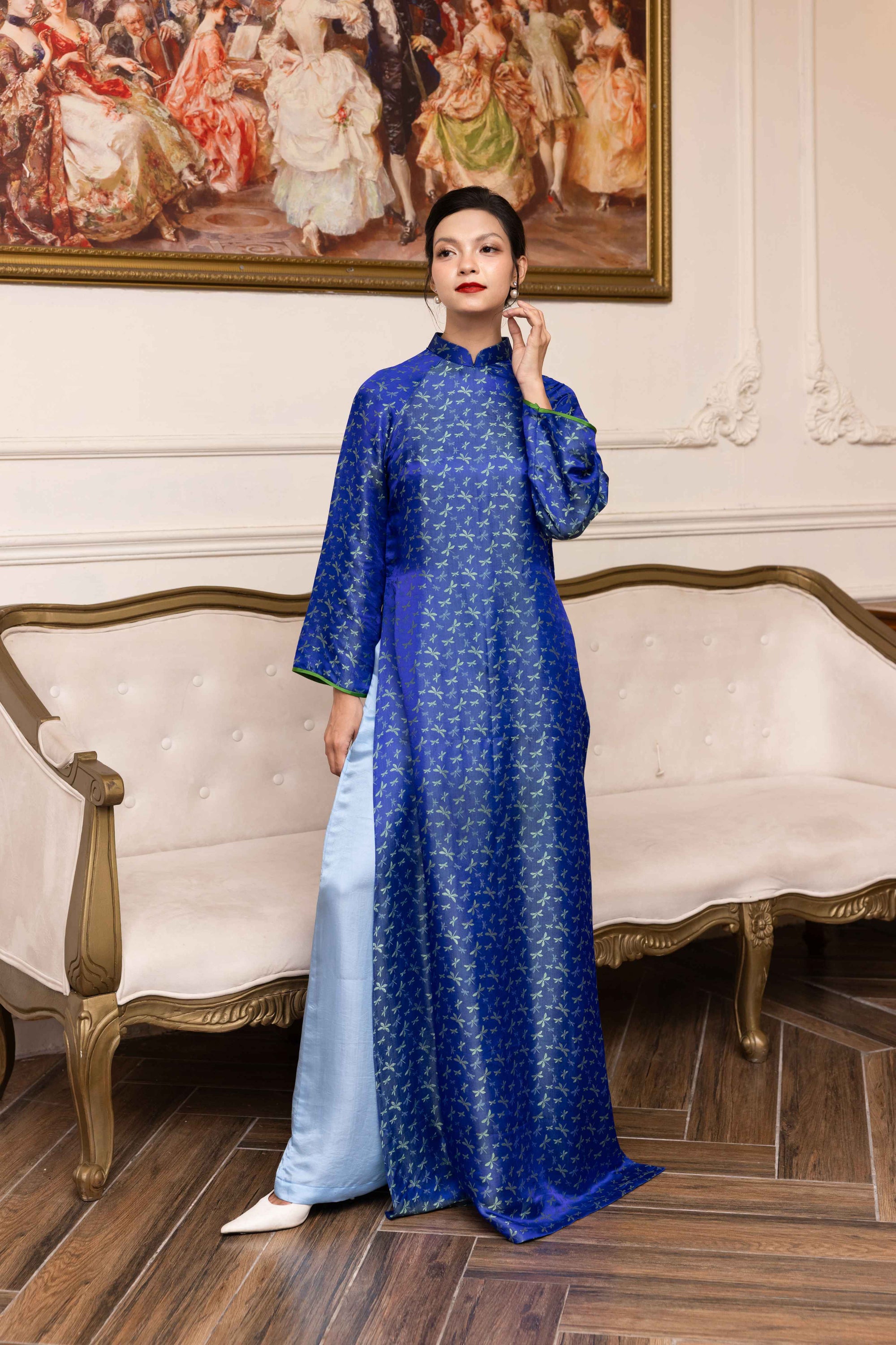 Long sleeve silk tunic dress