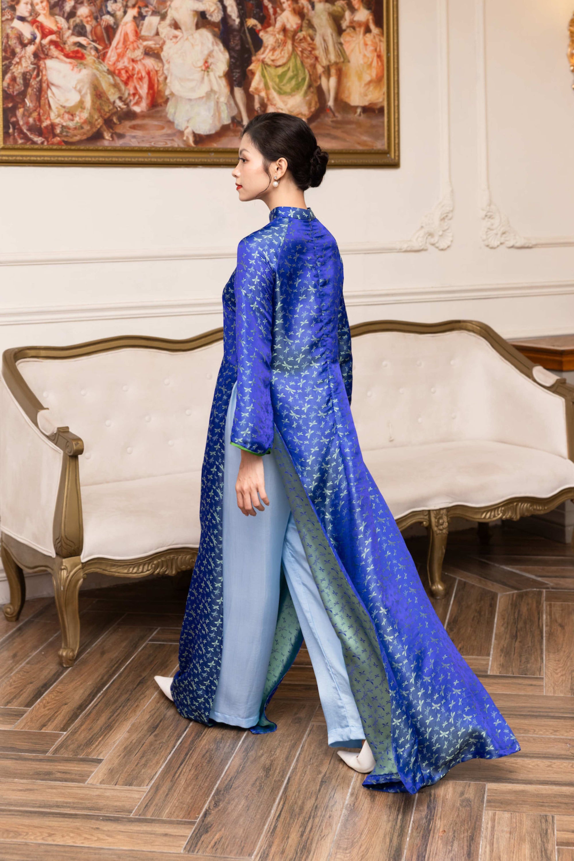 Long sleeve silk tunic dress