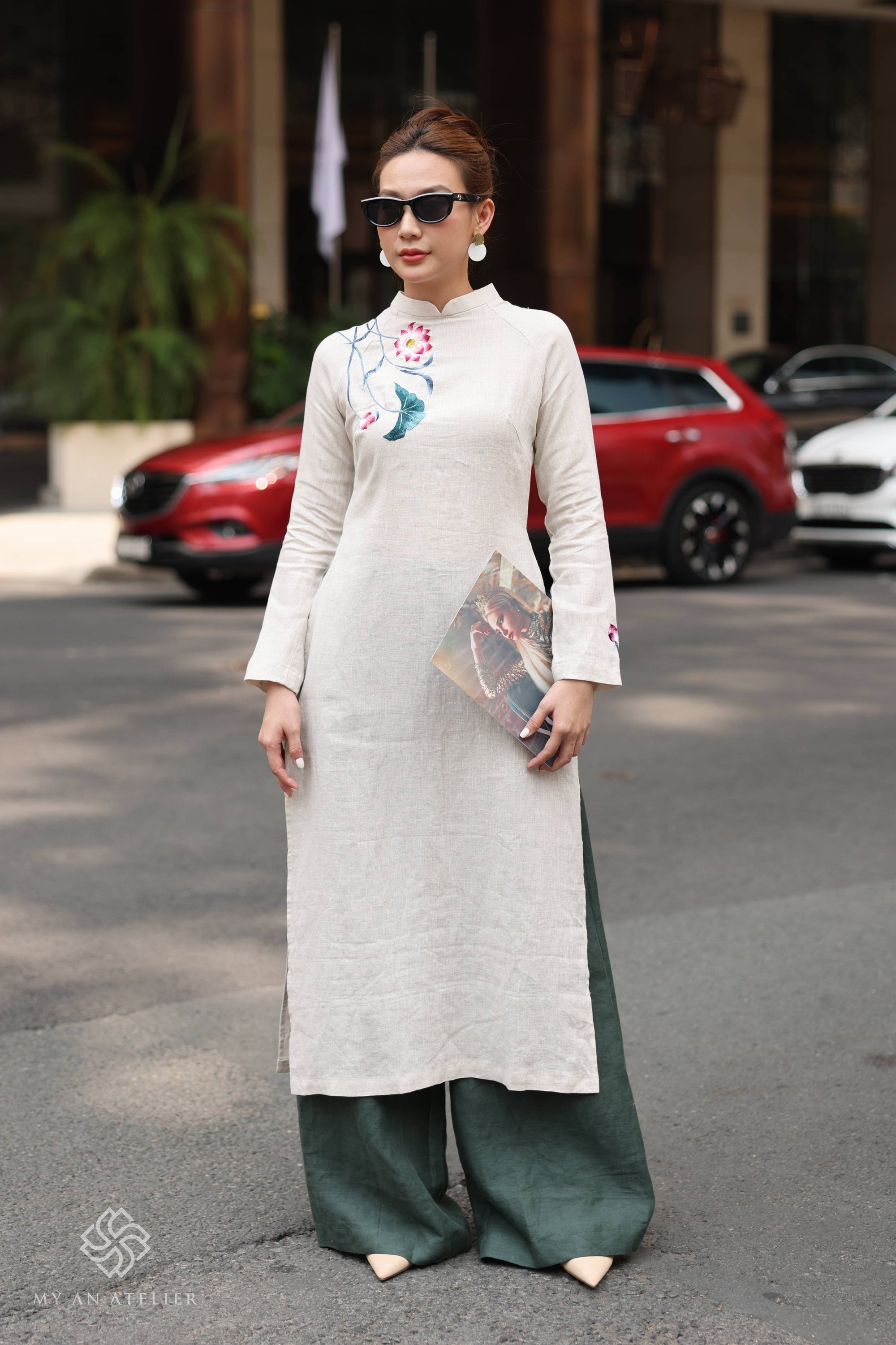 Lotus Vietnamese formal dress