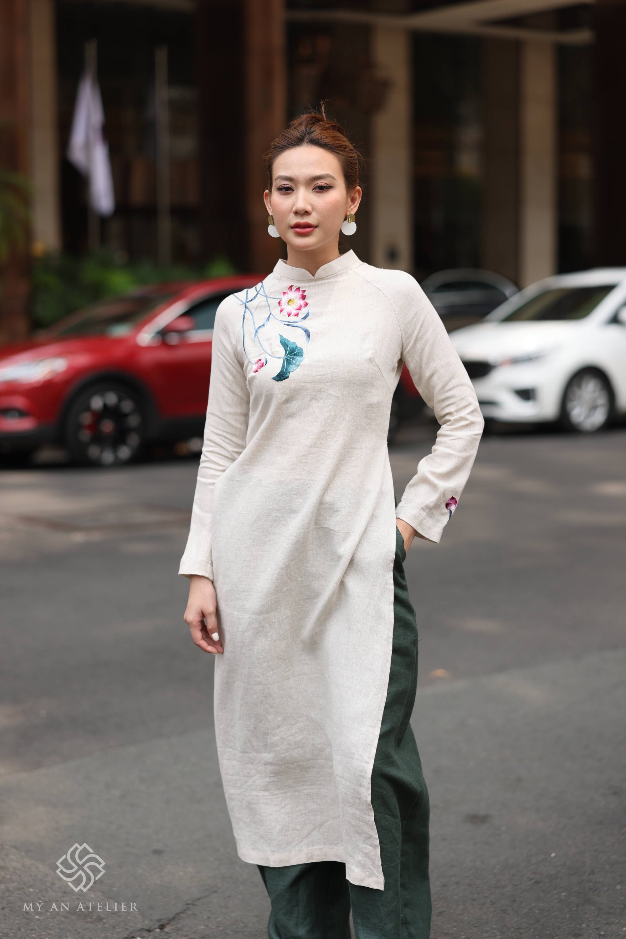 Lotus Vietnamese formal dress