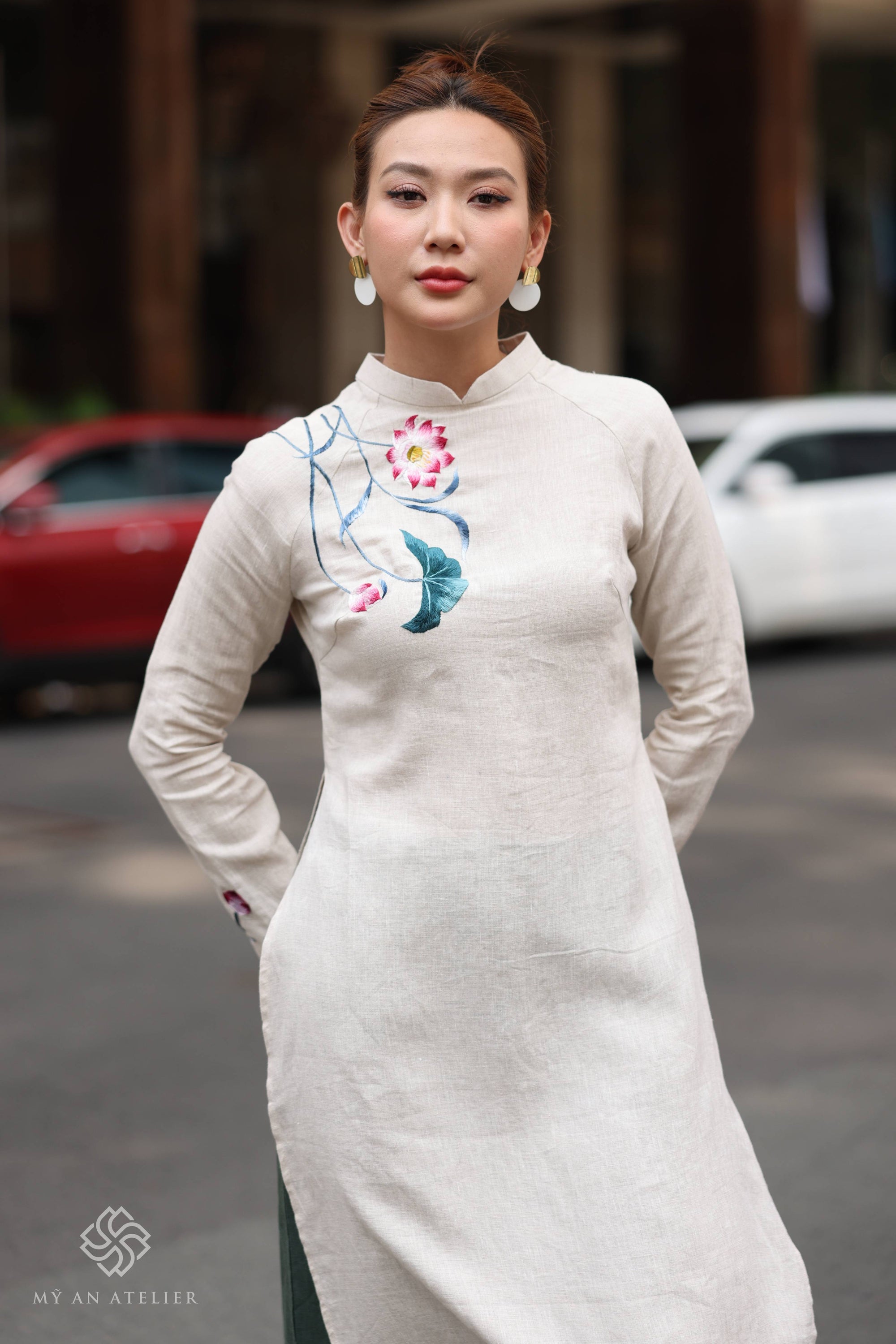 Lotus Vietnamese formal dress