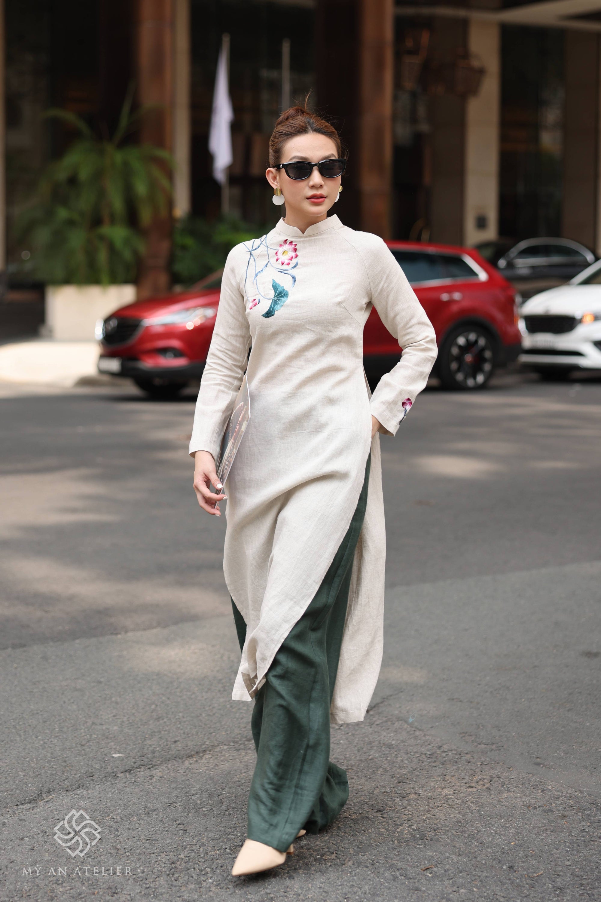 Lotus Vietnamese formal dress