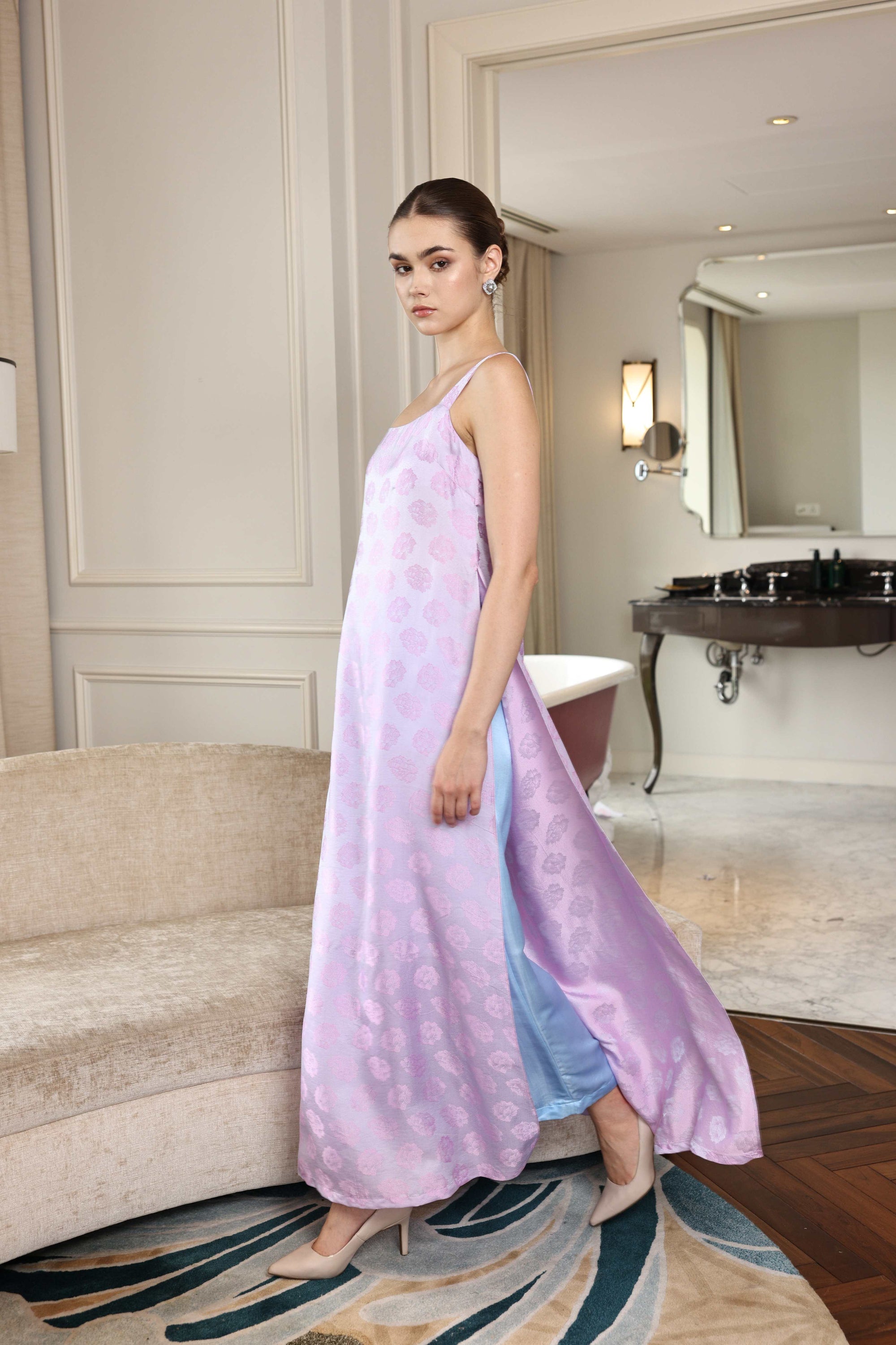 minimalist modern silk Vietnamese dress