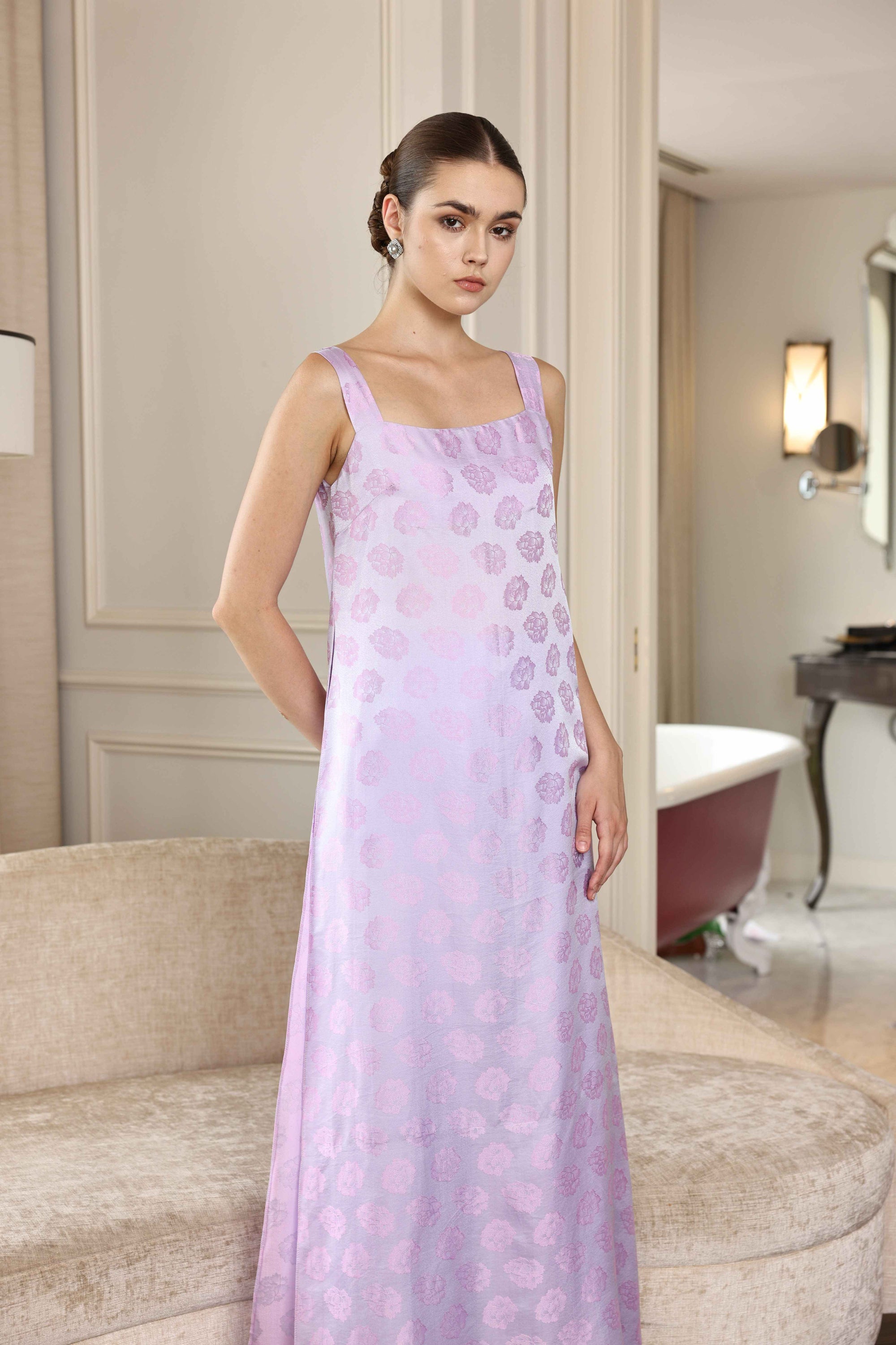 minimalist modern silk Vietnamese dress