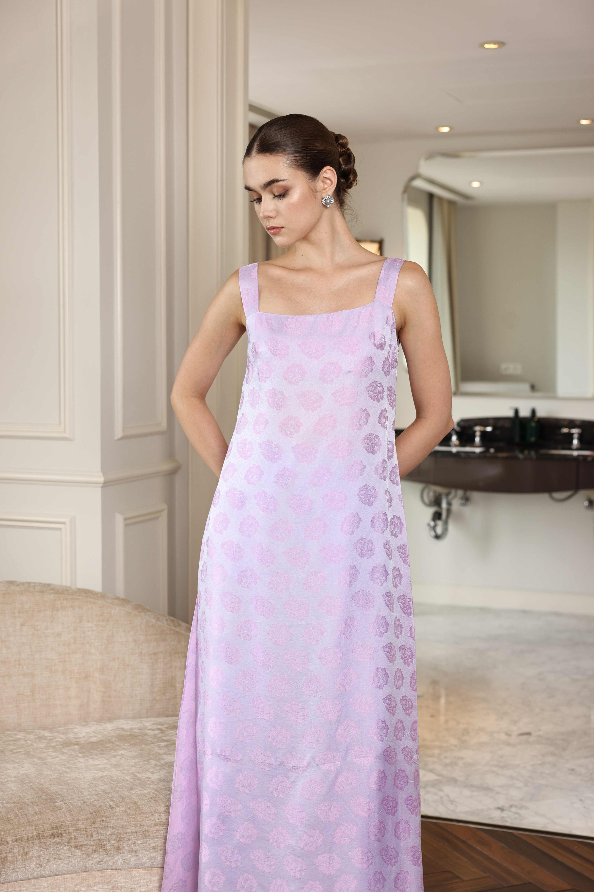 minimalist modern silk Vietnamese dress
