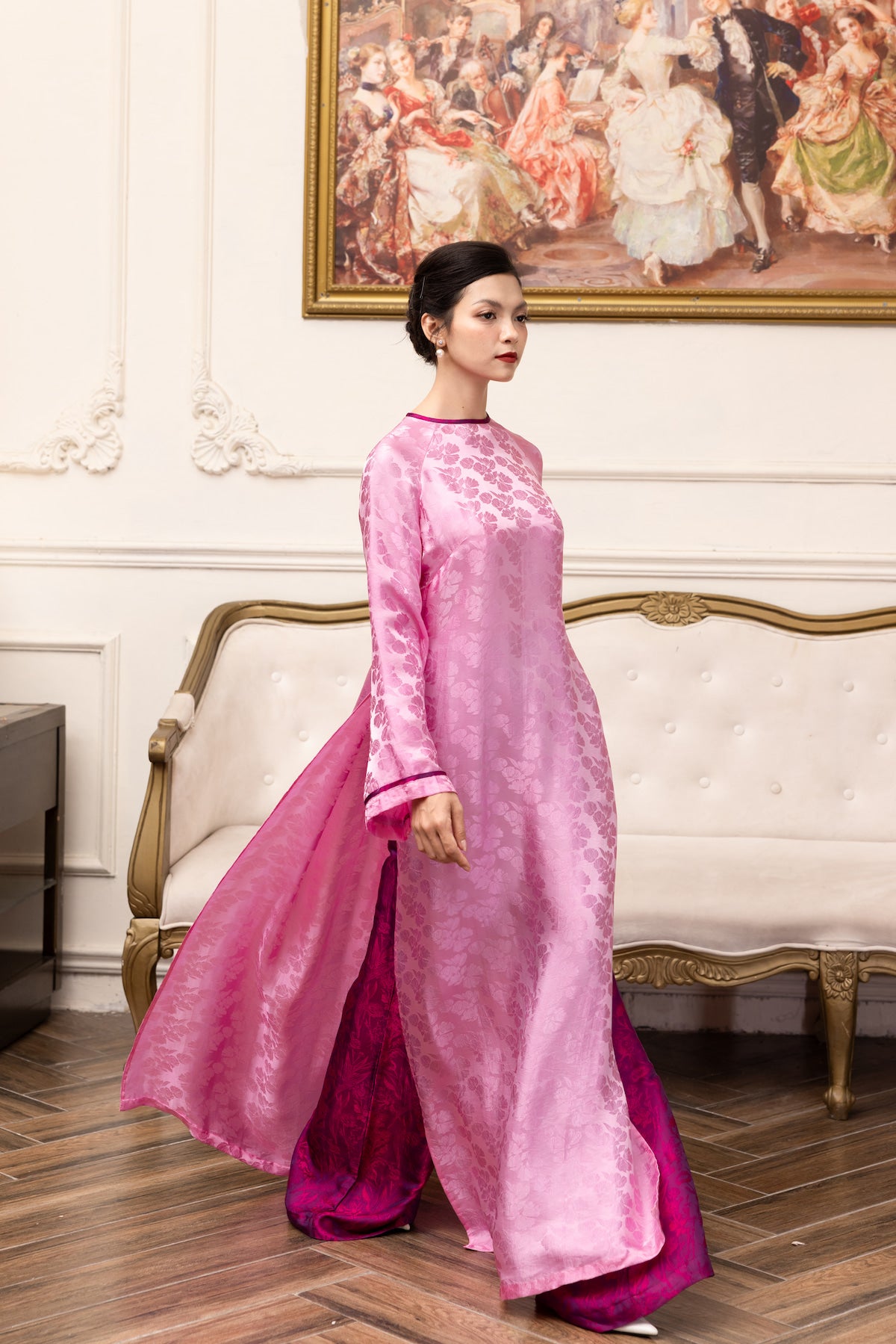 modern silk Vietnamese tunic dress
