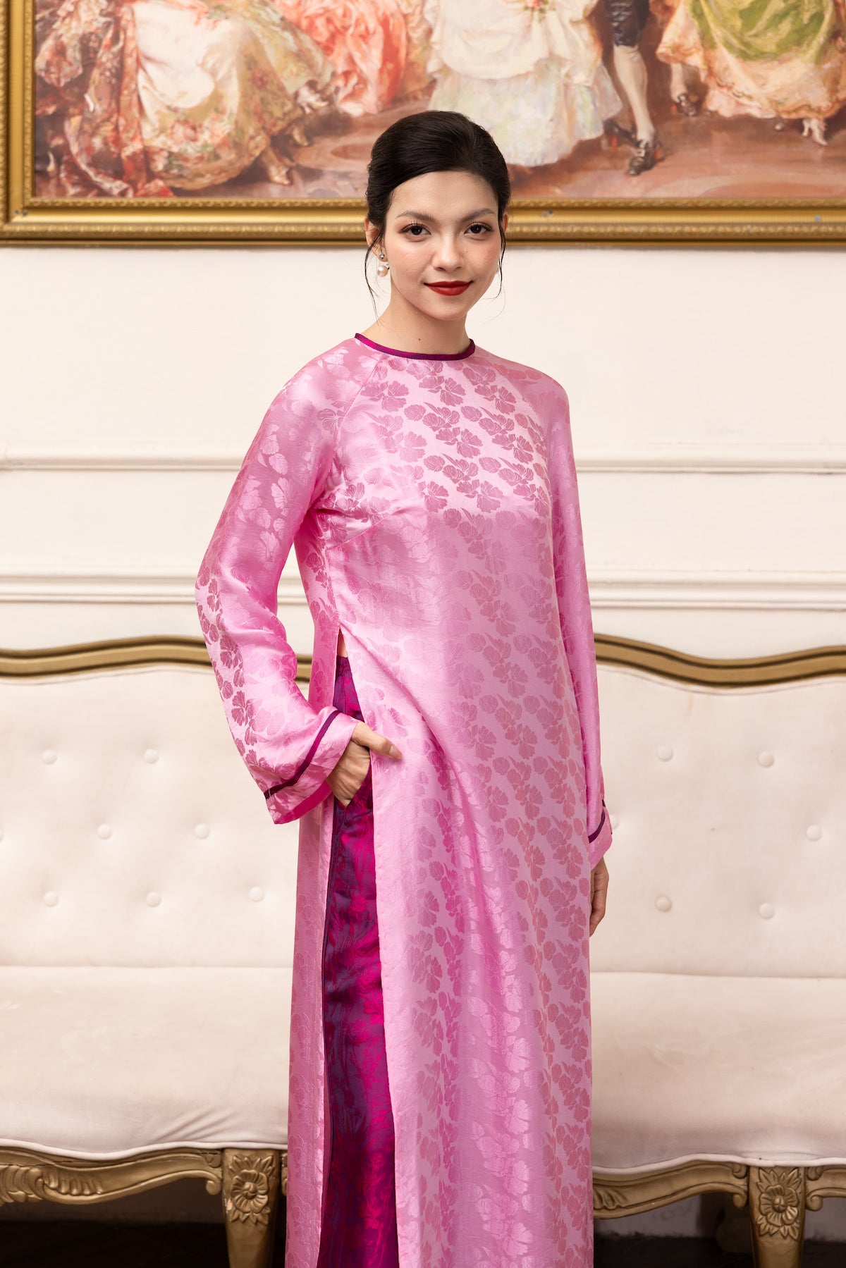 modern silk Vietnamese tunic dress