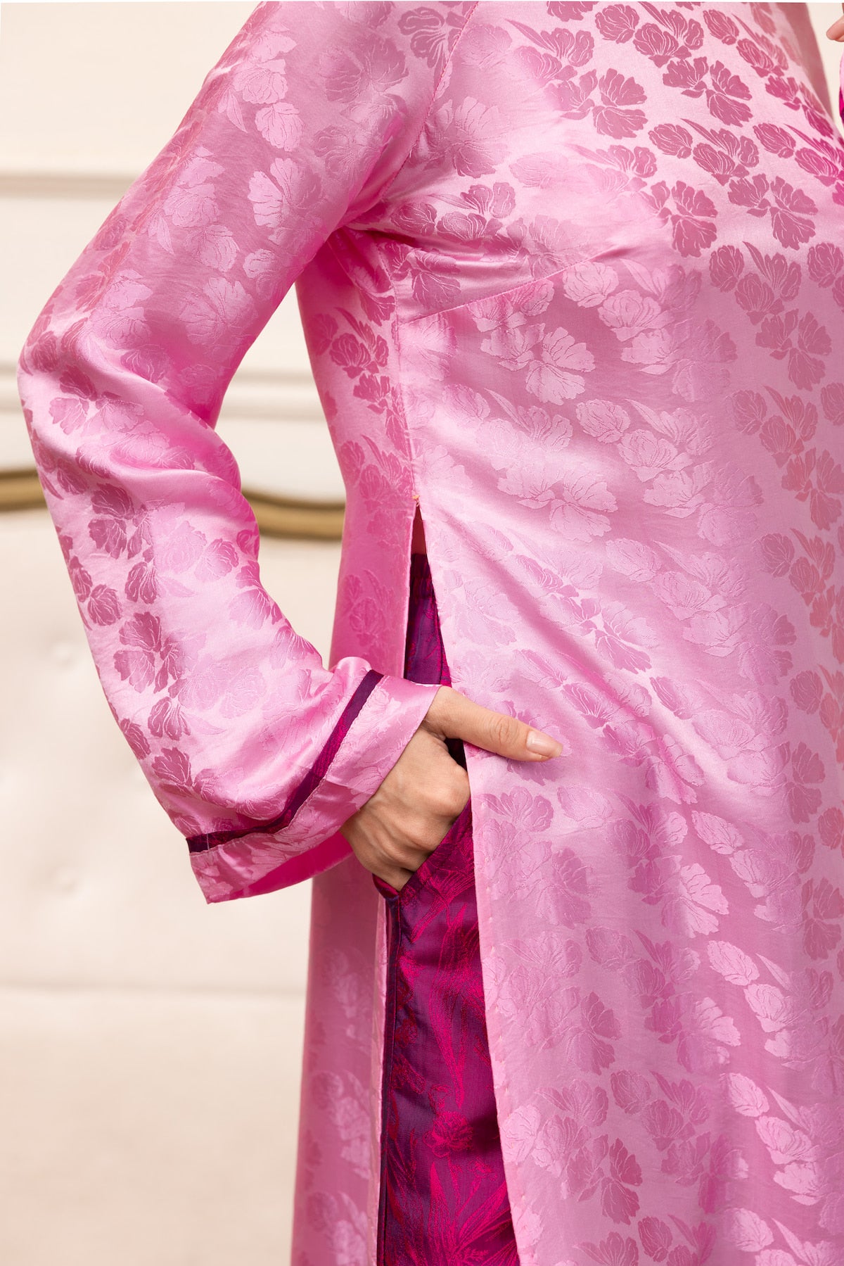 modern silk Vietnamese tunic dress