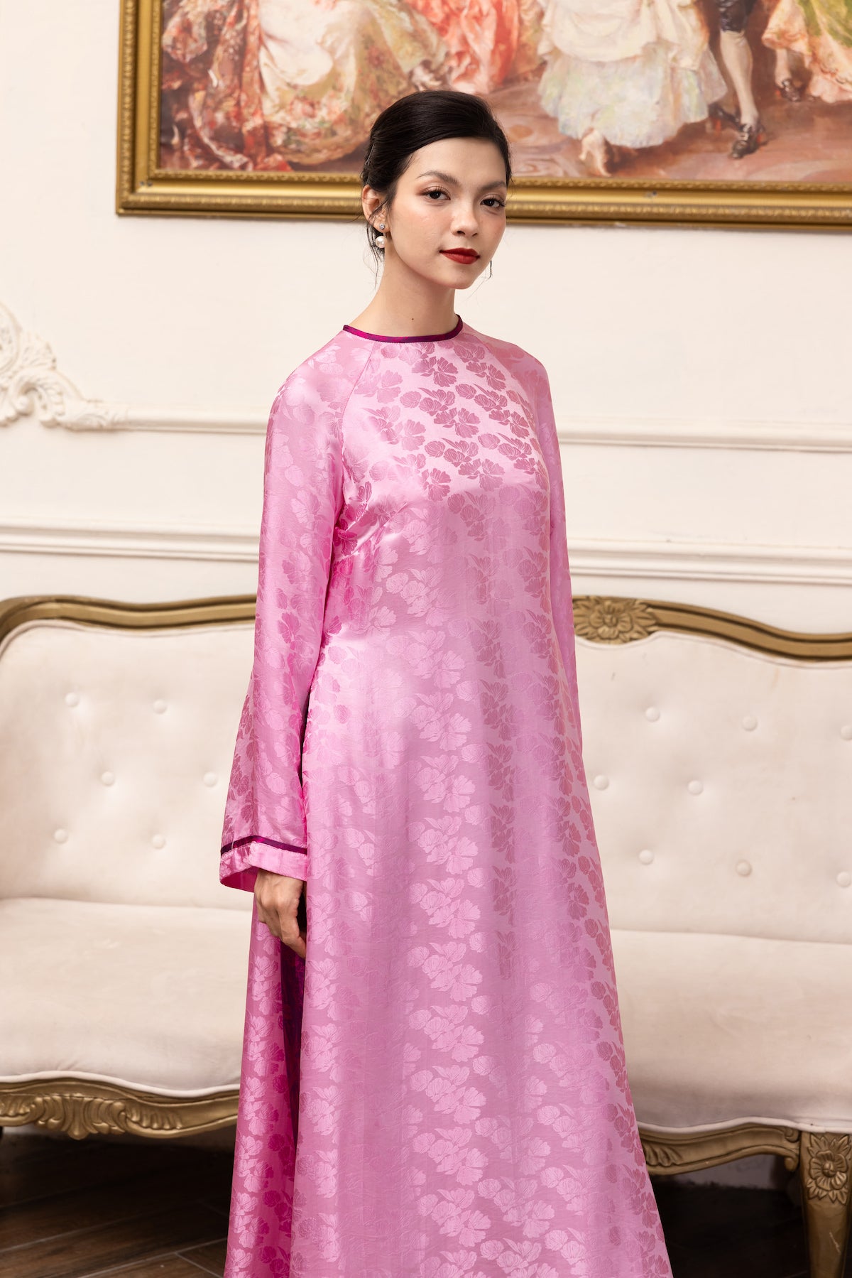 modern silk Vietnamese tunic dress