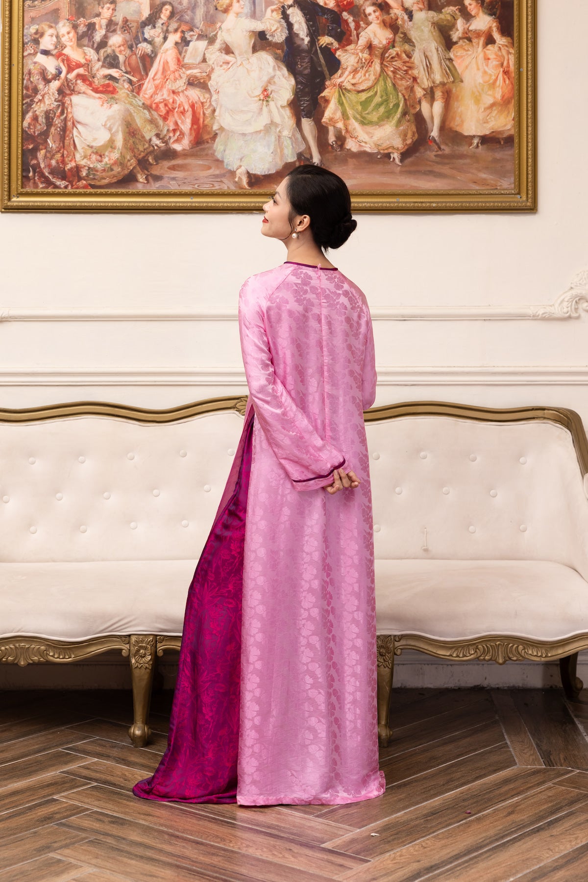 modern silk Vietnamese tunic dress