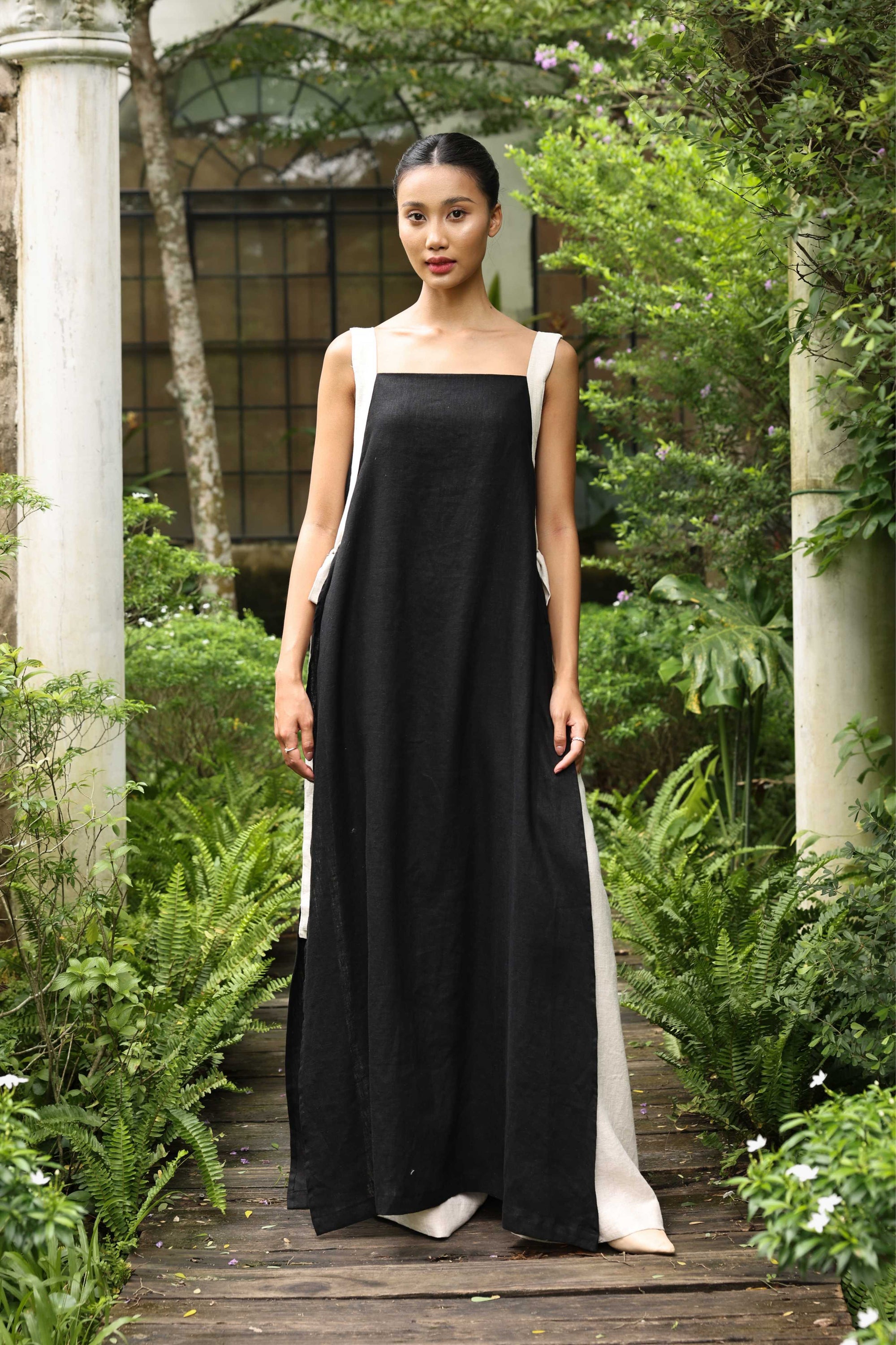 Modern Vietnamese linen dress LW-62 β AO DAI MYAN