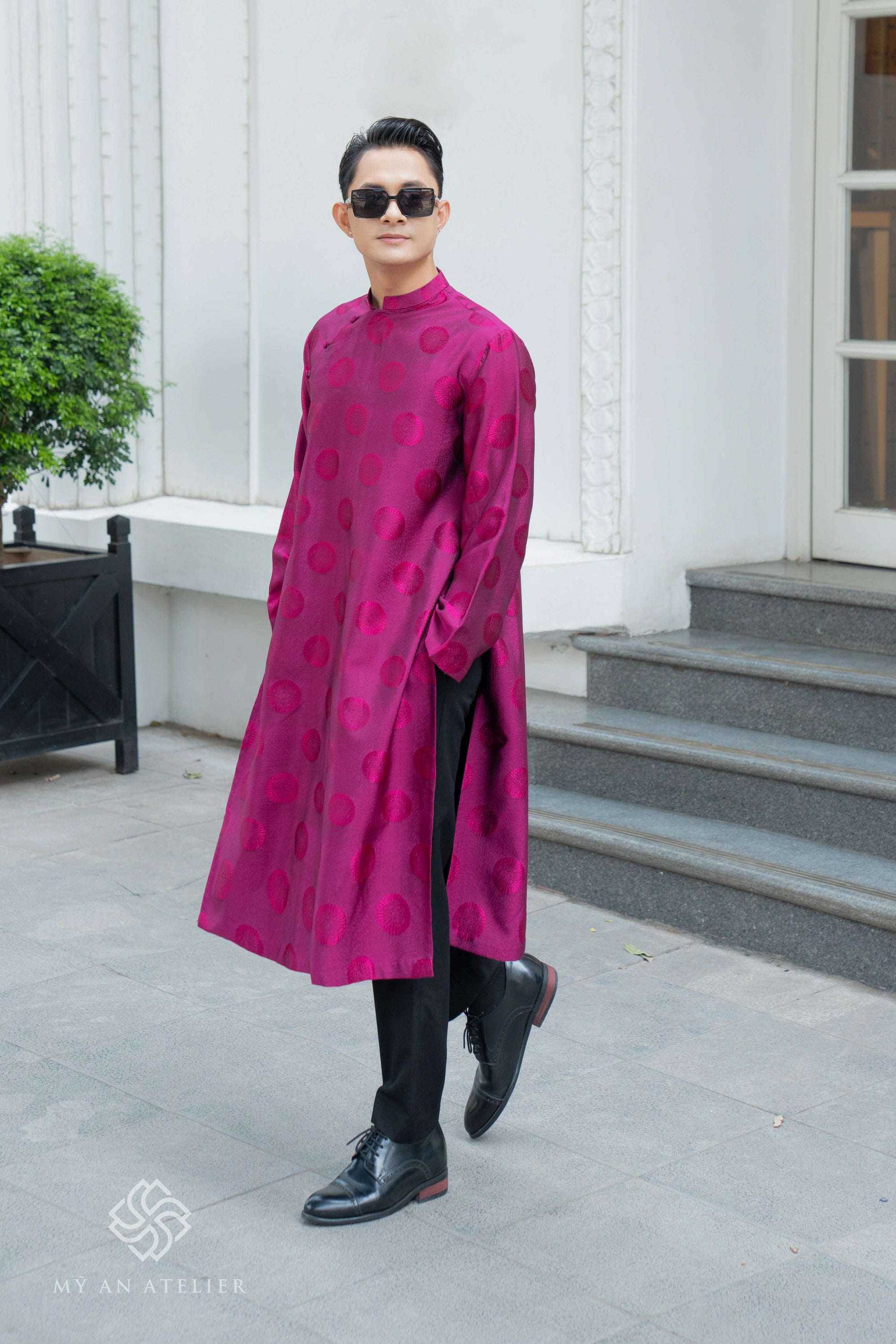 Mulberry silk ao dai for men