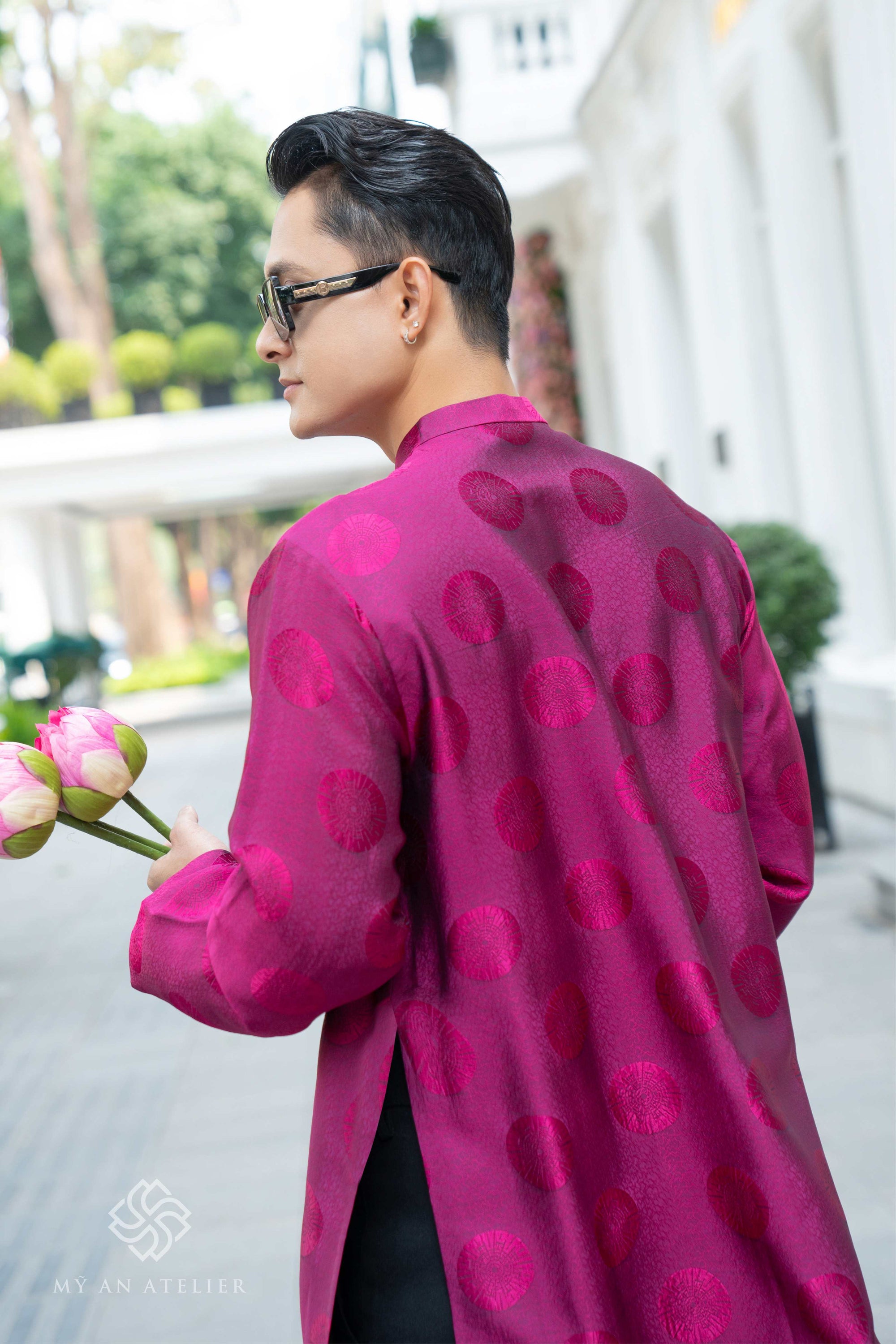 Mulberry silk ao dai for men