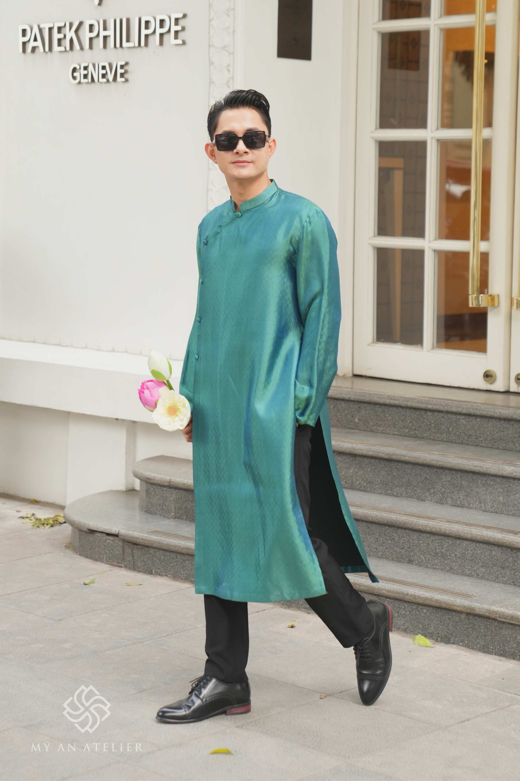 Mulberry silk ao dai men modern