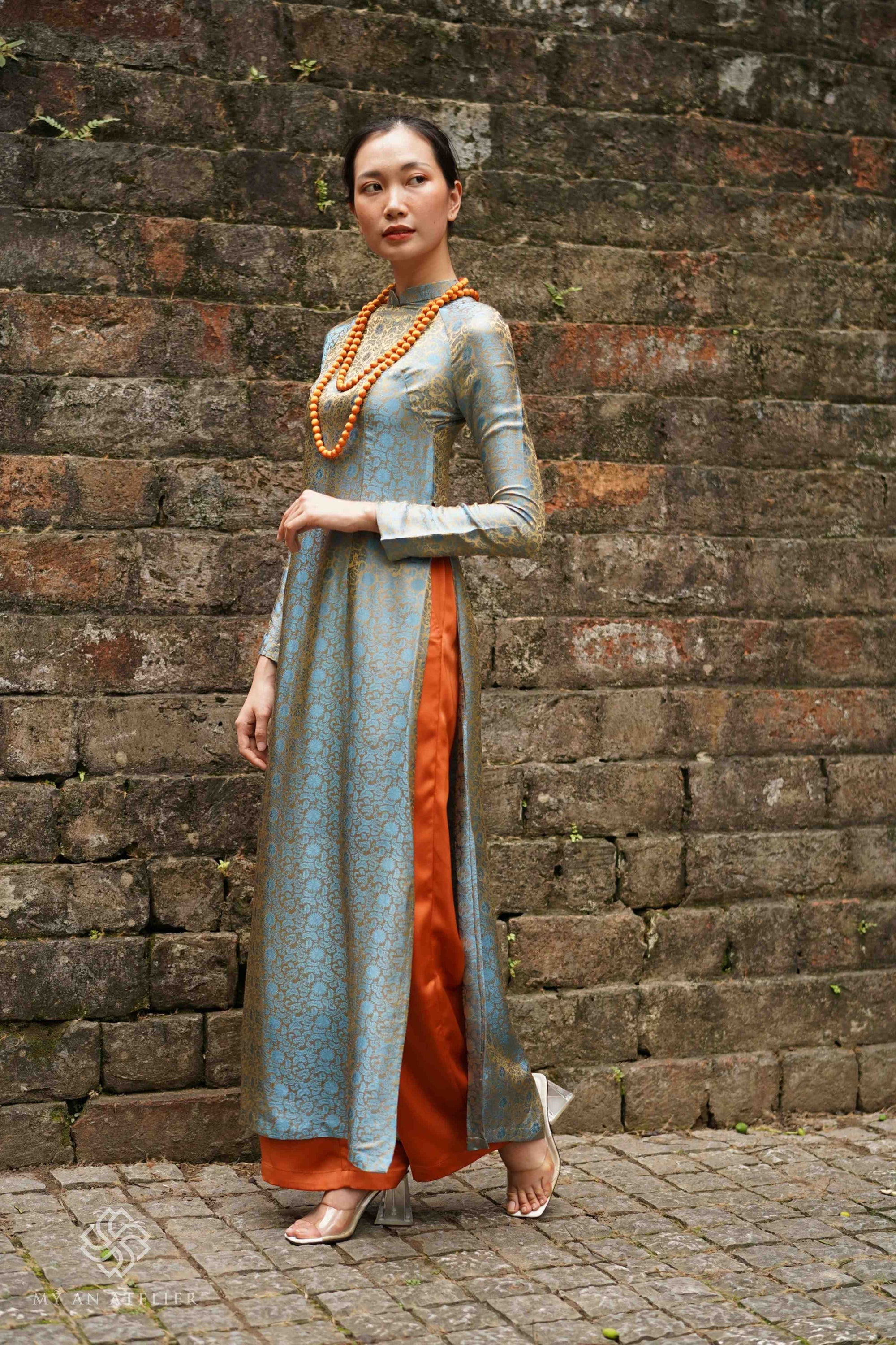 Mulberry silk classic Vietnamese dress
