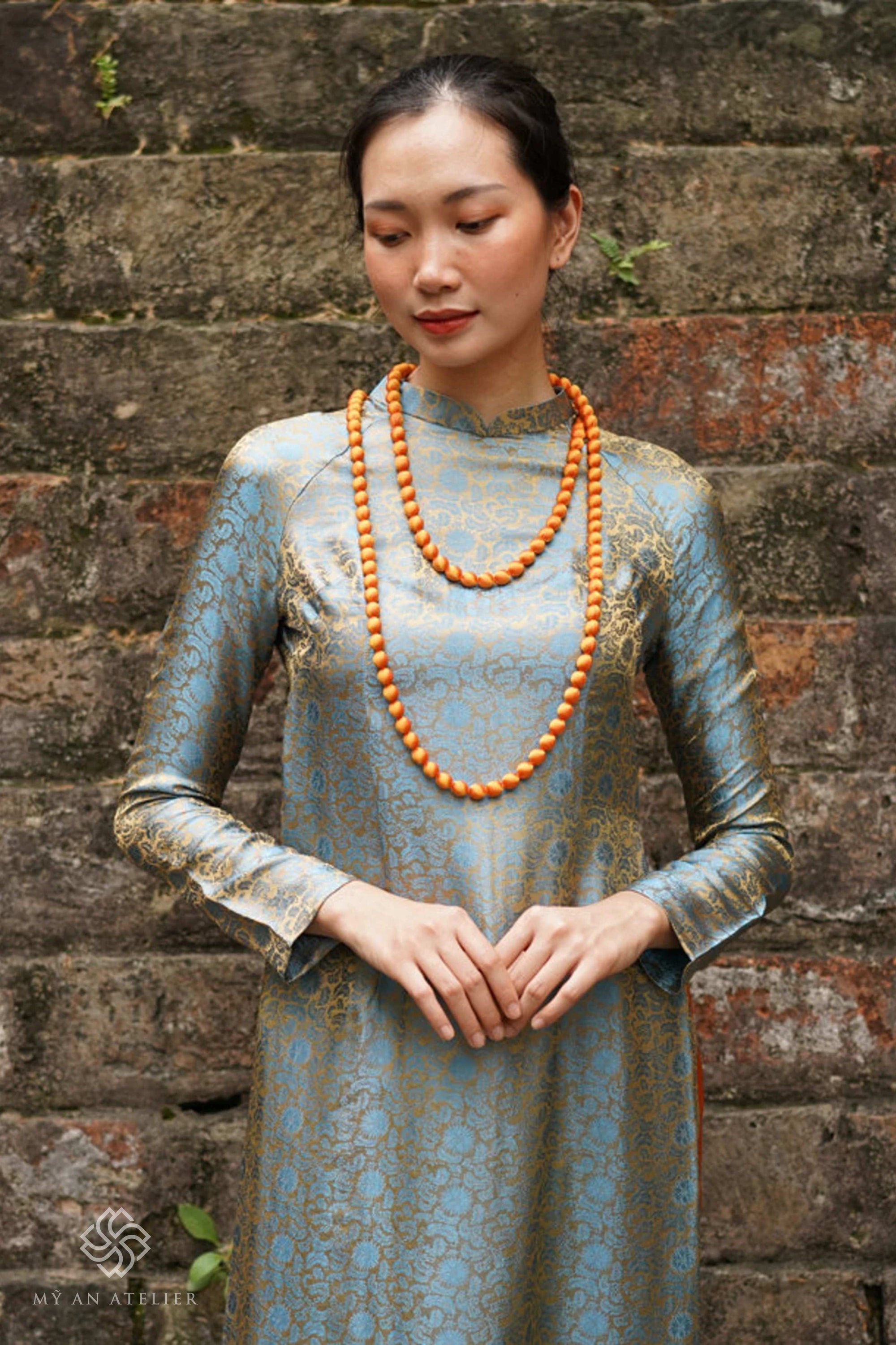 Mulberry silk classic Vietnamese dress