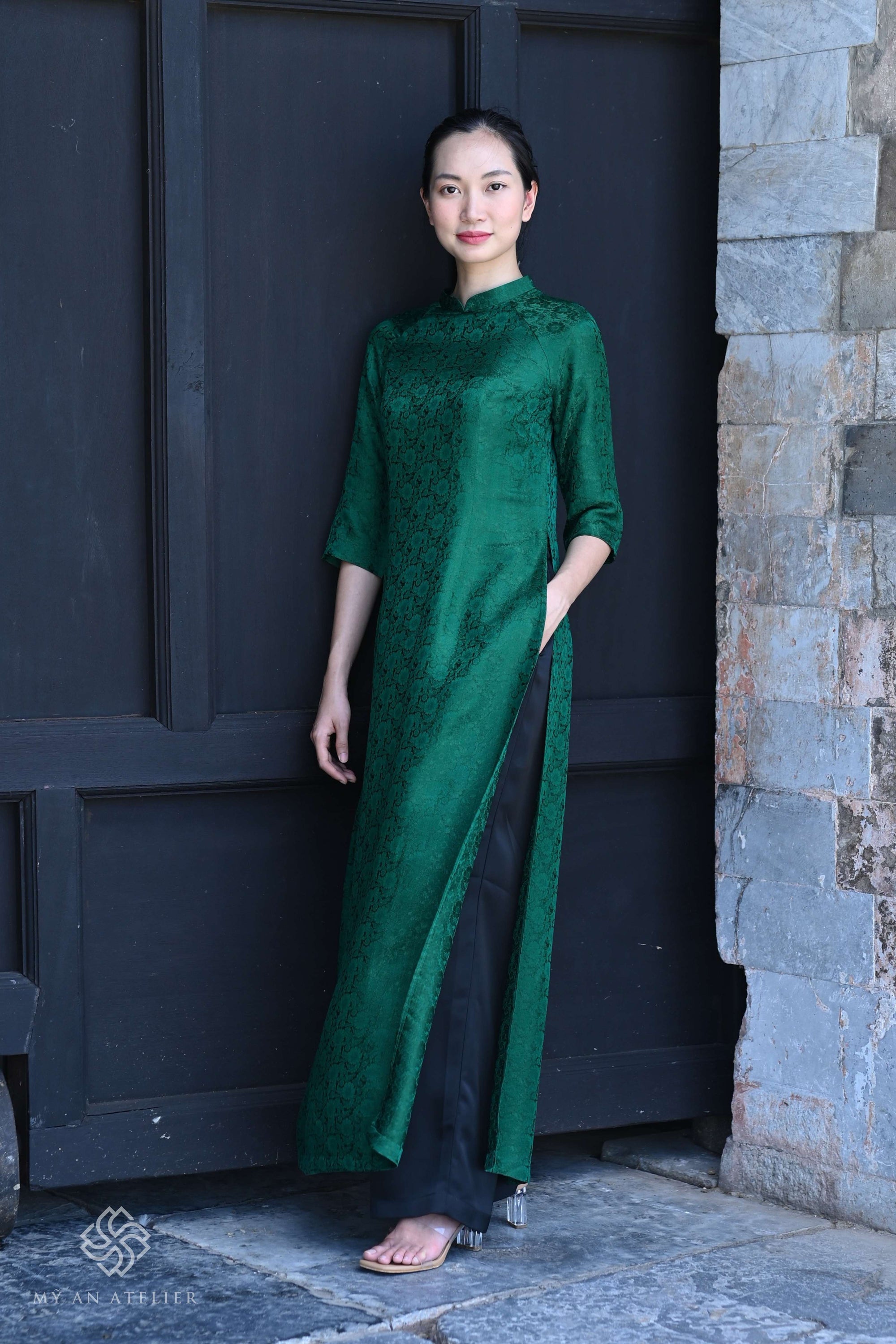 Mulberry silk custom Vietnamese dress