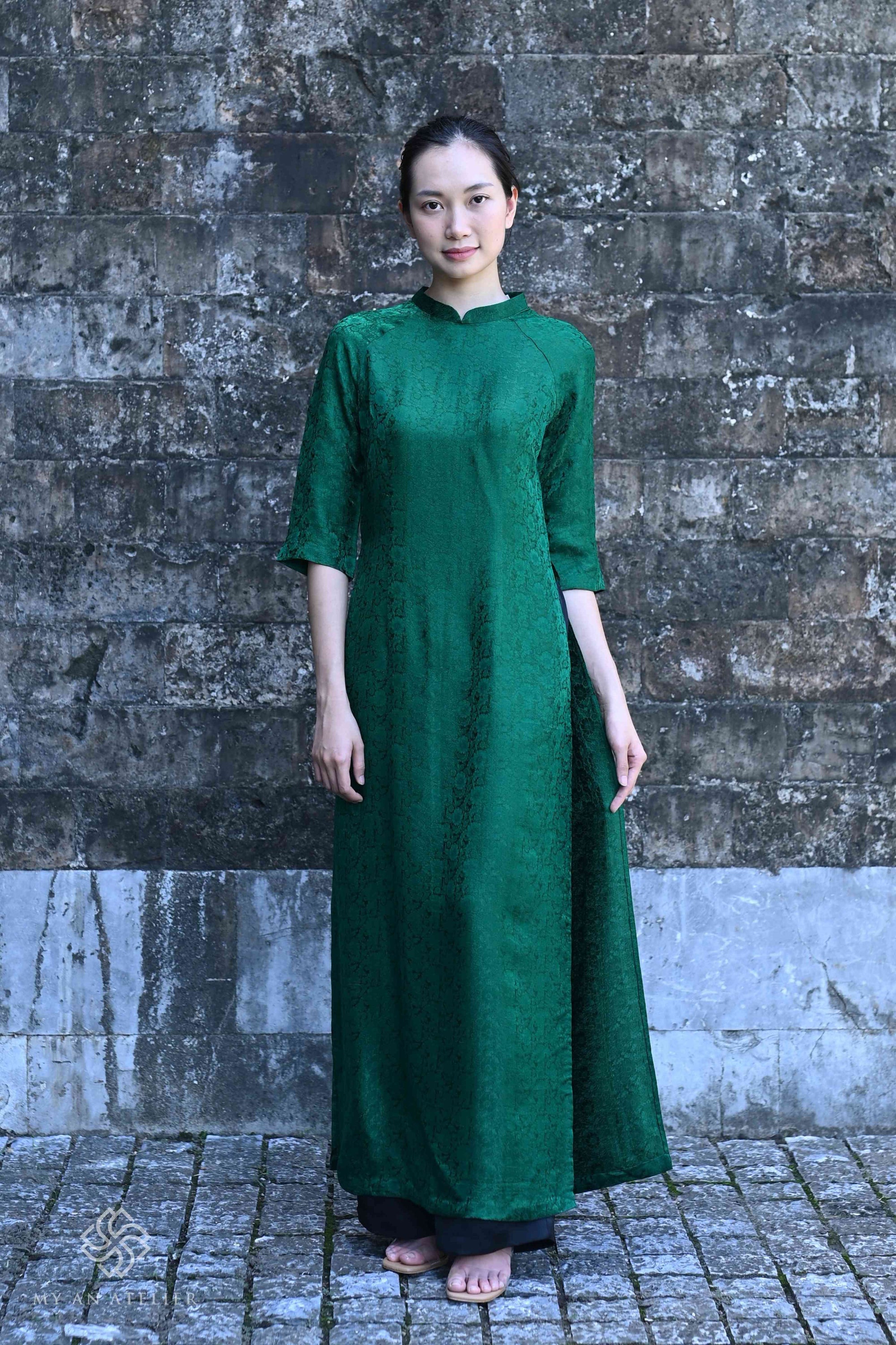 Mulberry silk custom Vietnamese dress