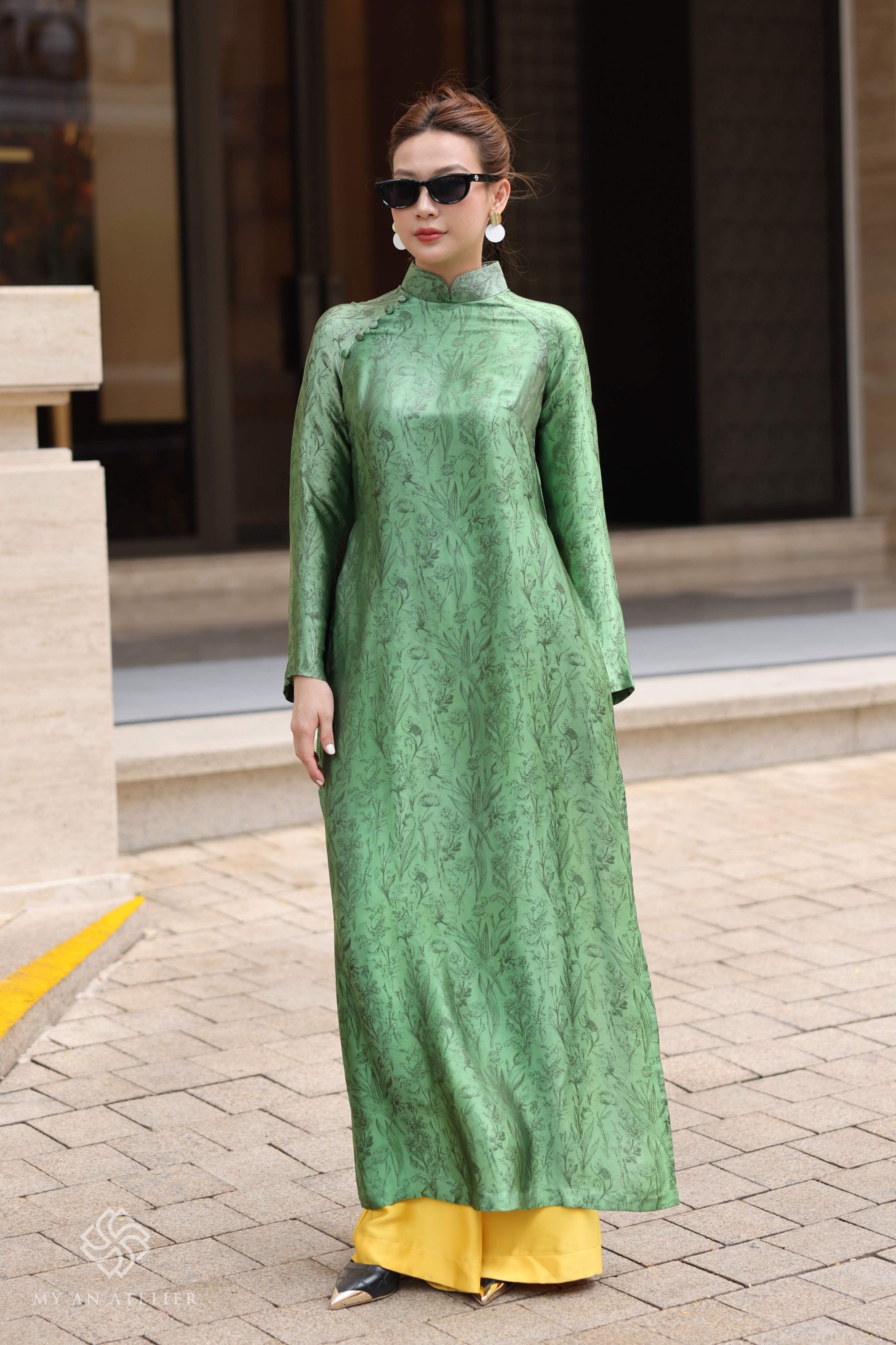 Mulberry silk formal Vietnamese dress