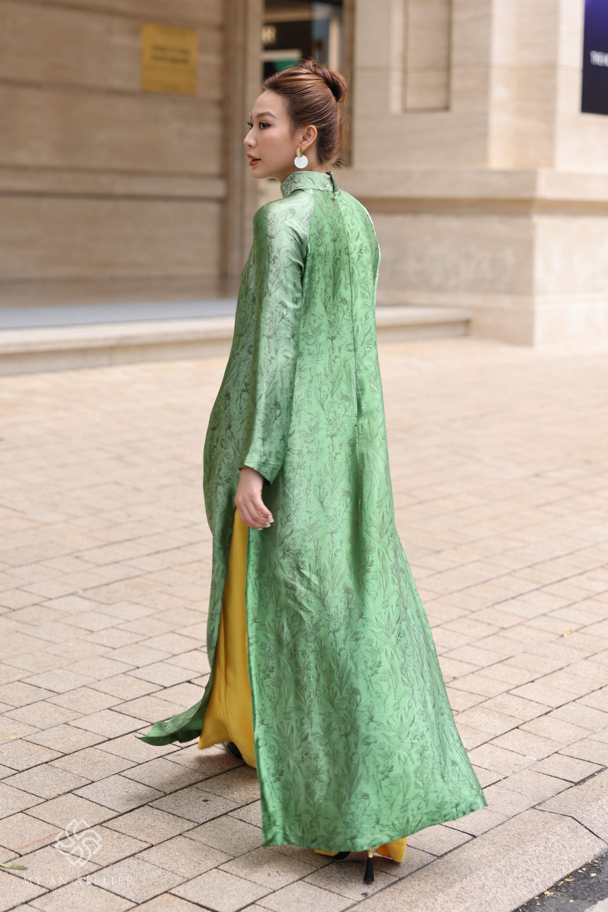 Mulberry silk formal Vietnamese dress