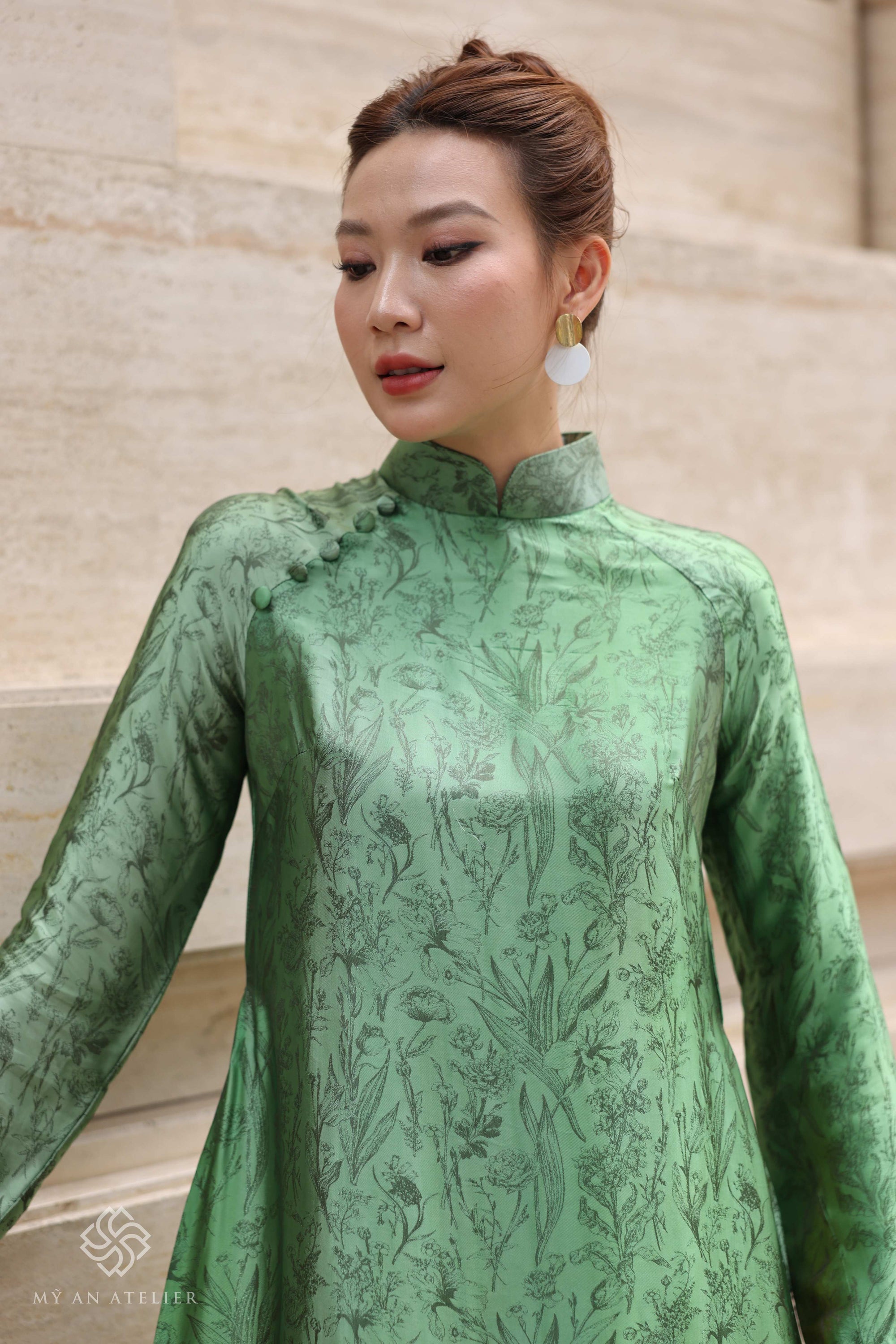 Mulberry silk formal Vietnamese dress