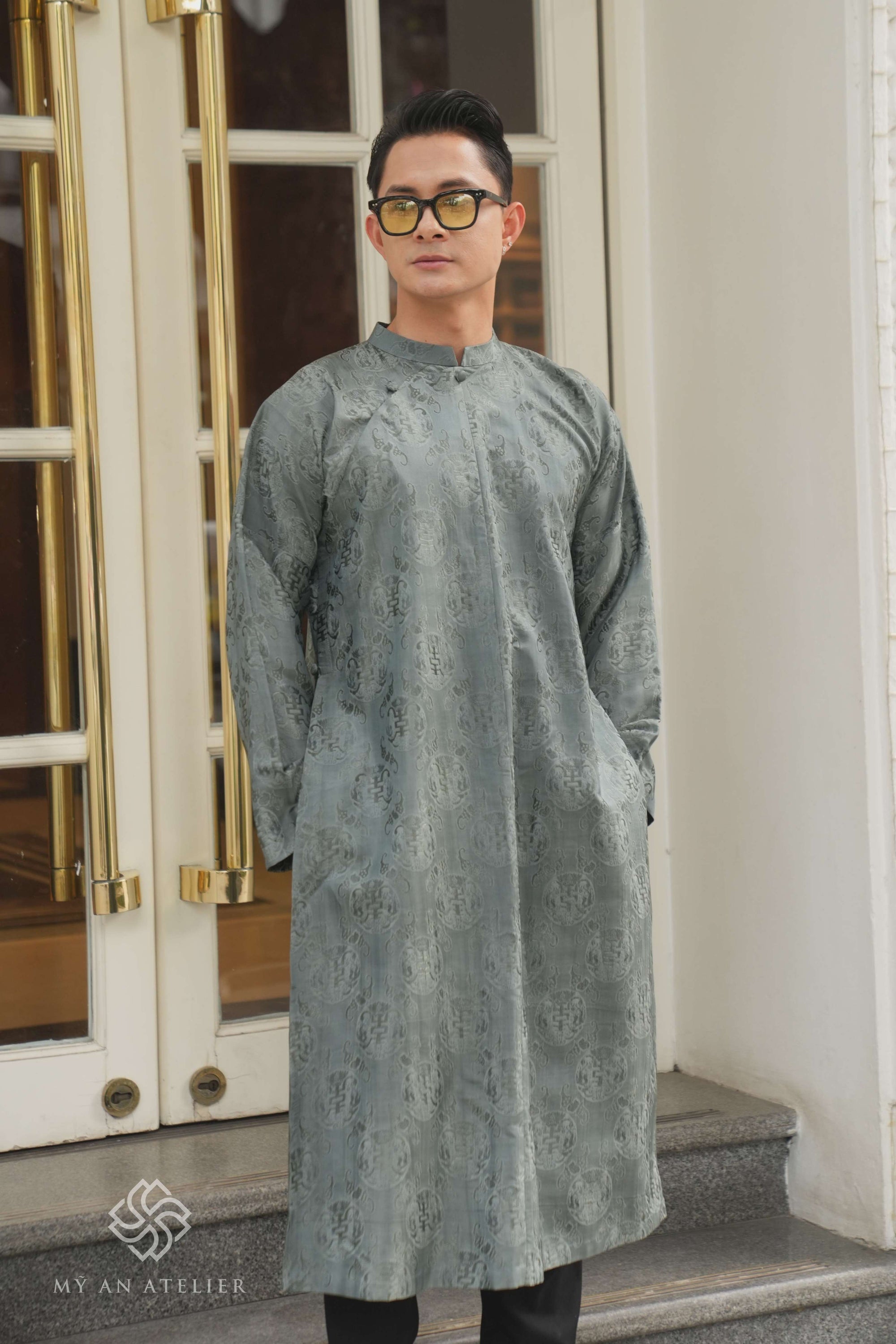 Mulberry silk long tunic men