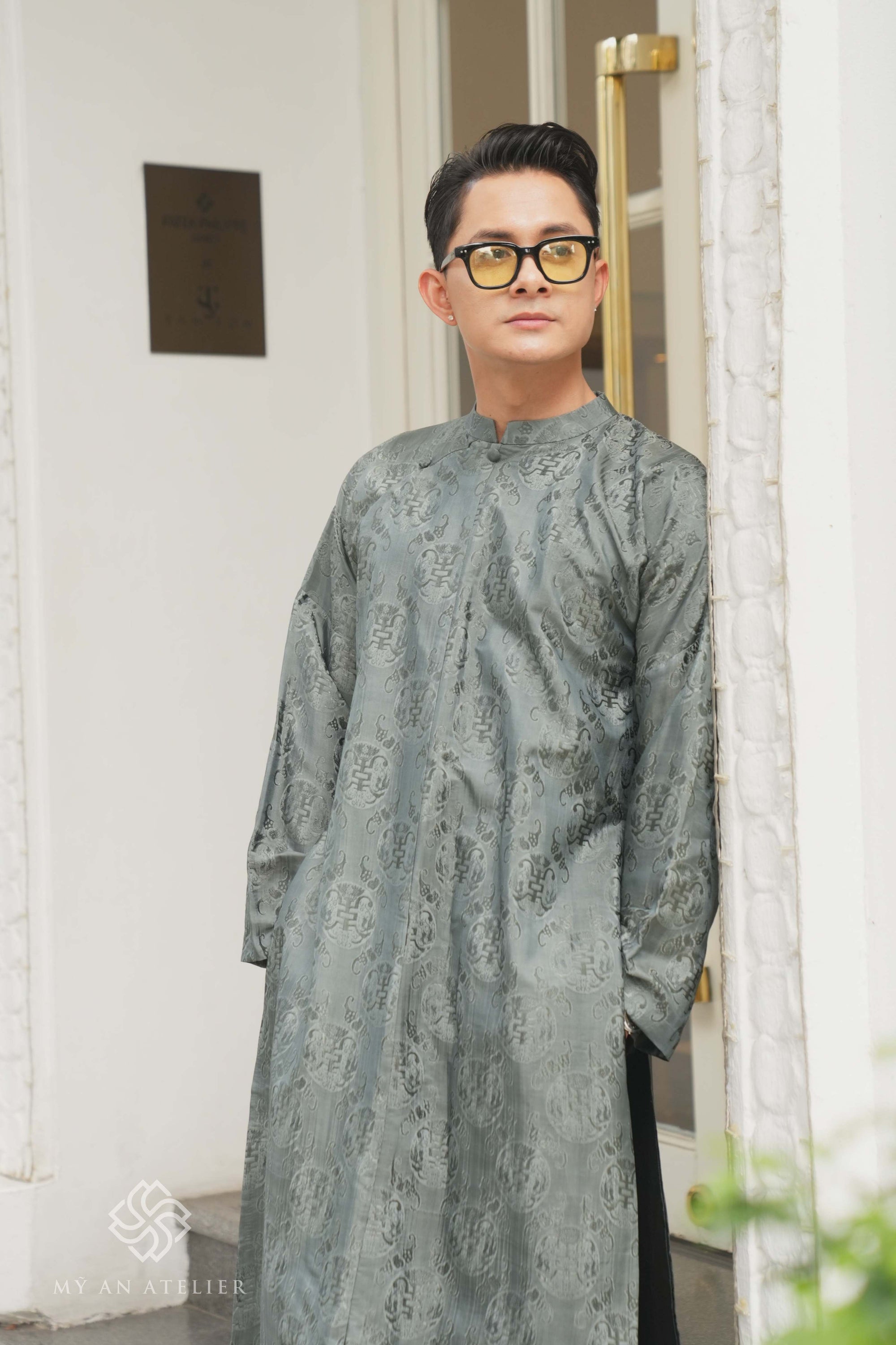 Mulberry silk long tunic men