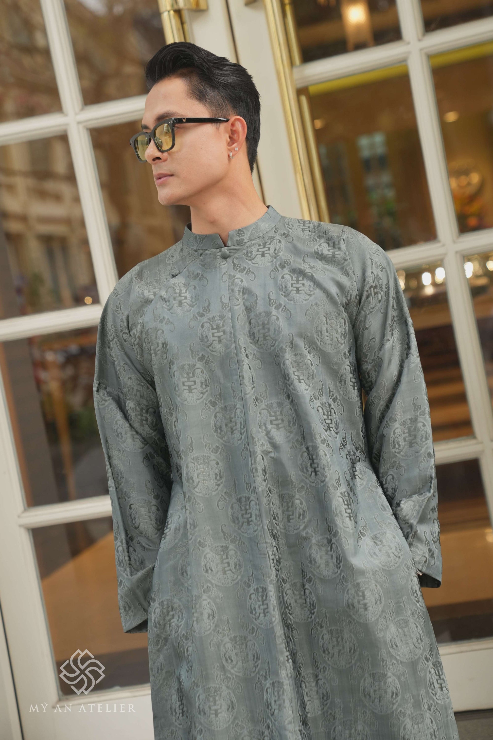 Mulberry silk long tunic men