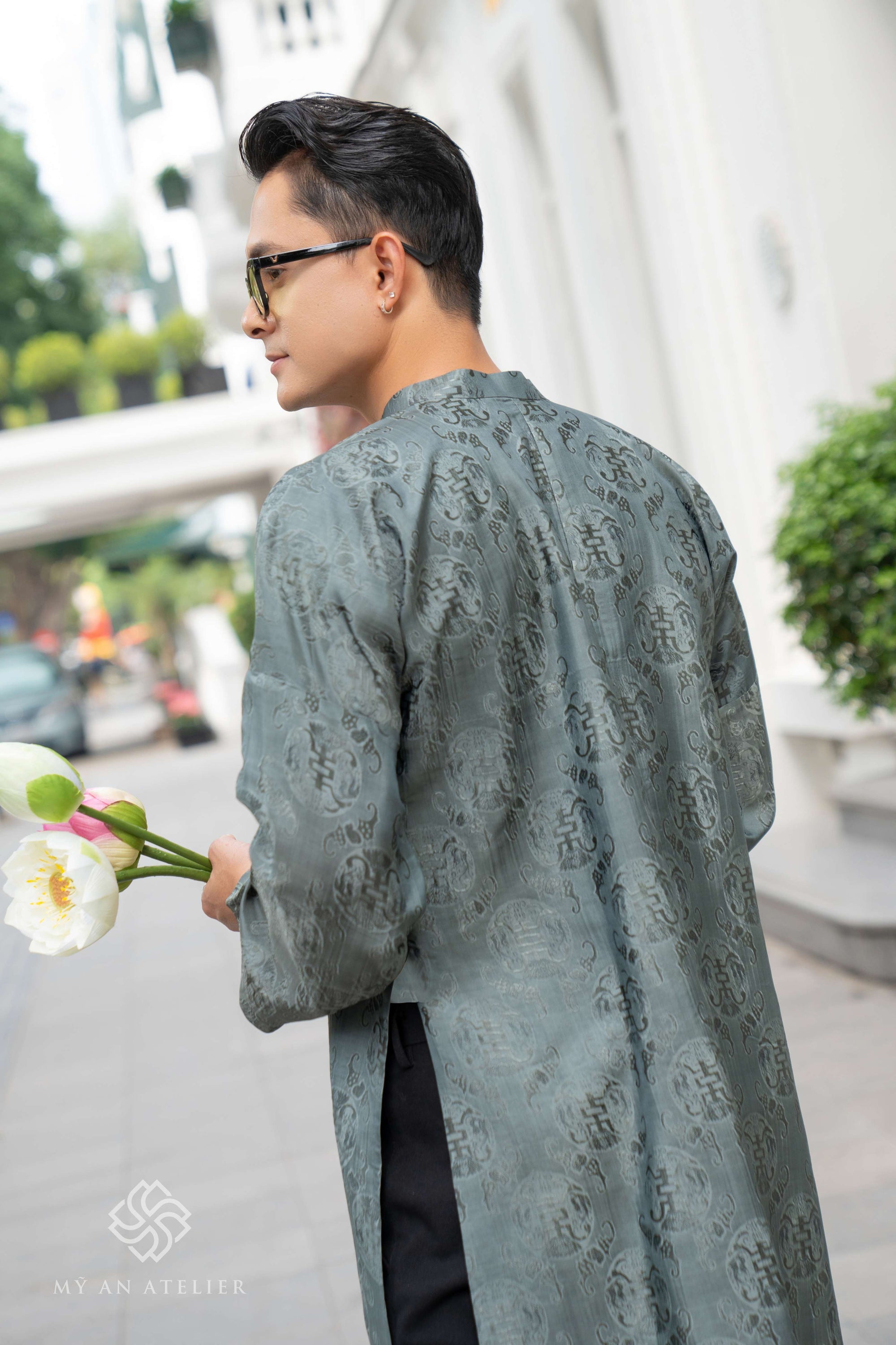 Mulberry silk long tunic men