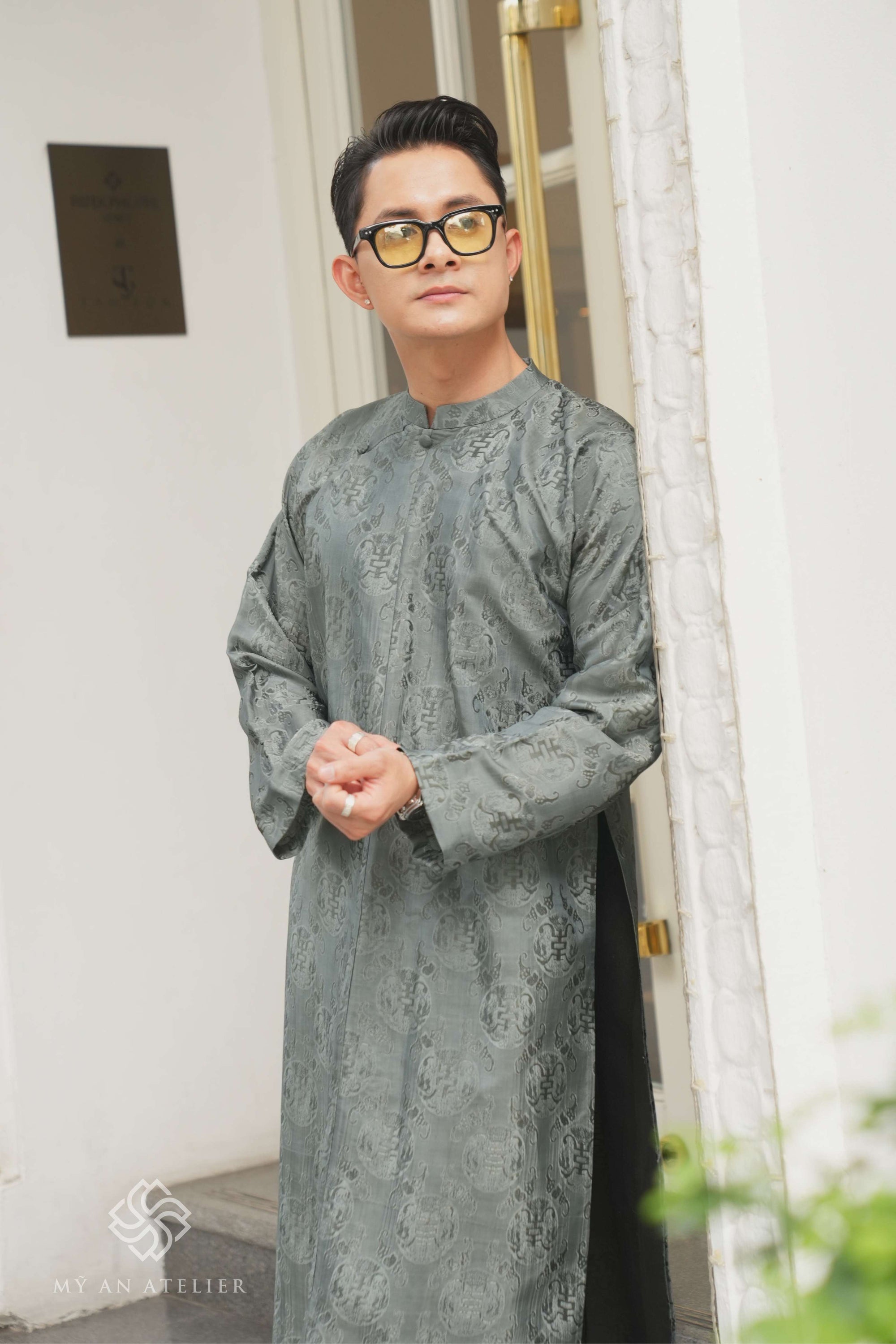 Mulberry silk long tunic men