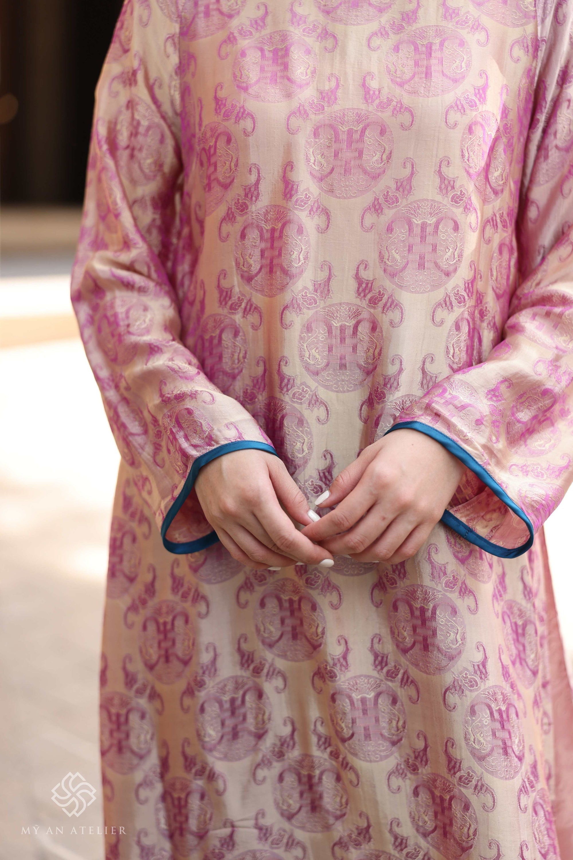 Mulberry silk long Vietnamese dress