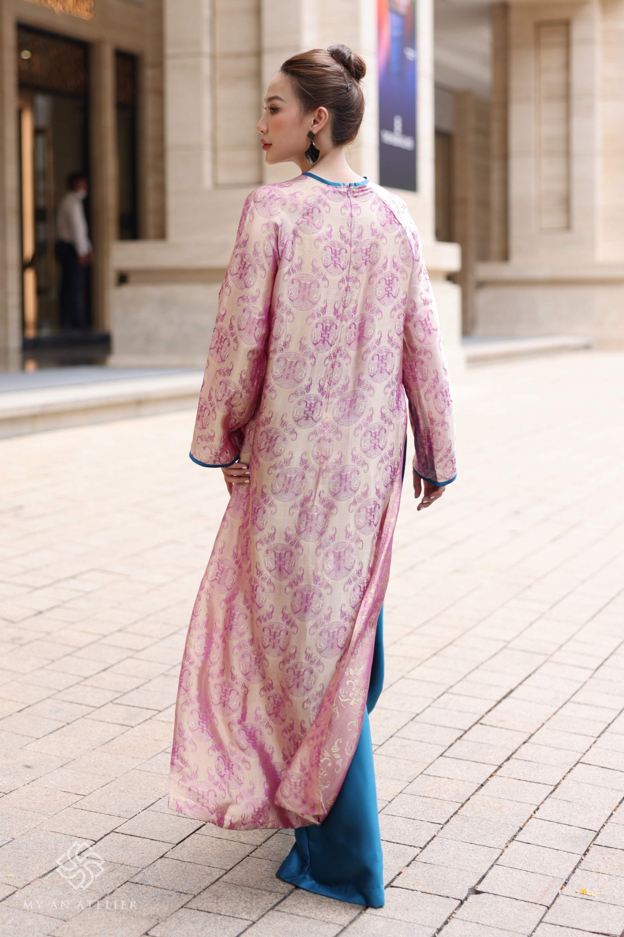 Mulberry silk long Vietnamese dress