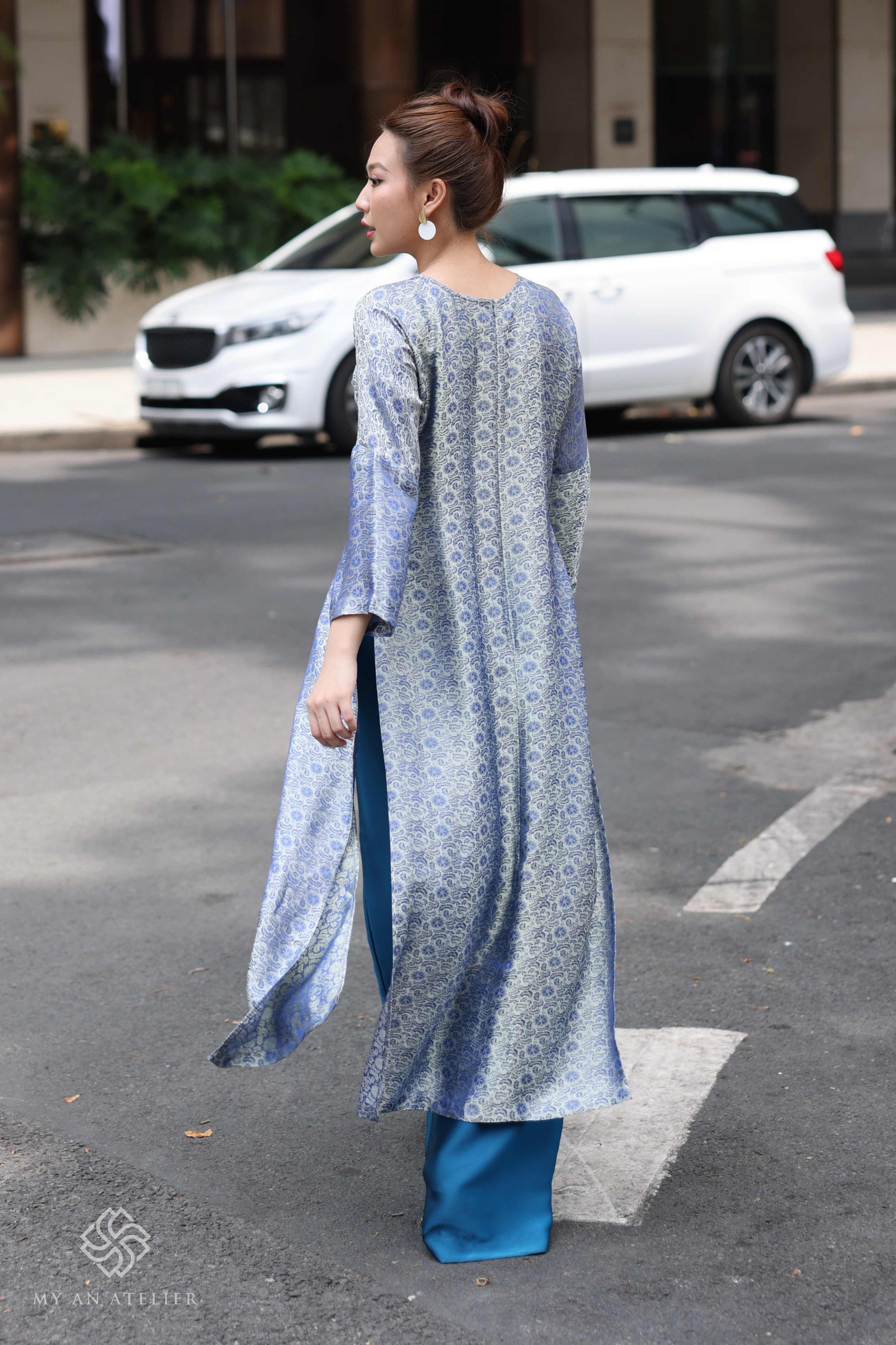 Mulberry silk modern ao dai dress