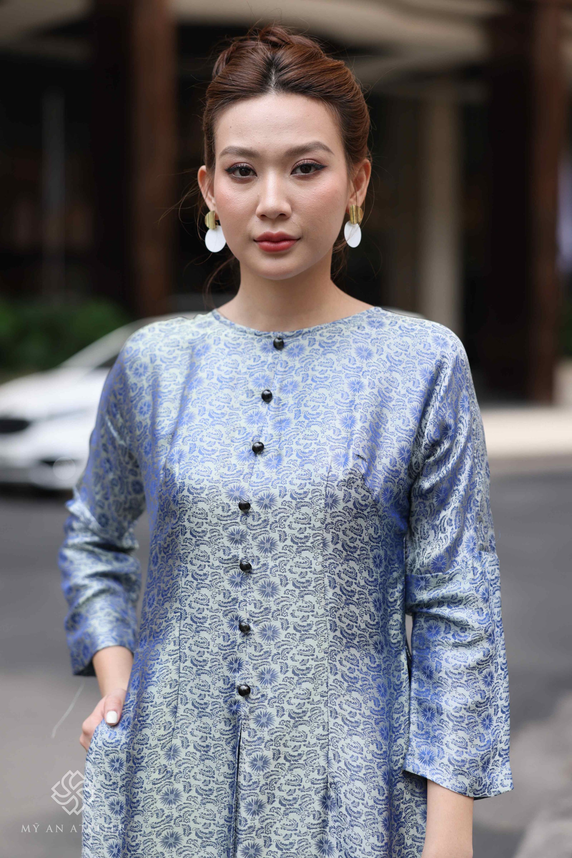 Mulberry silk modern ao dai dress