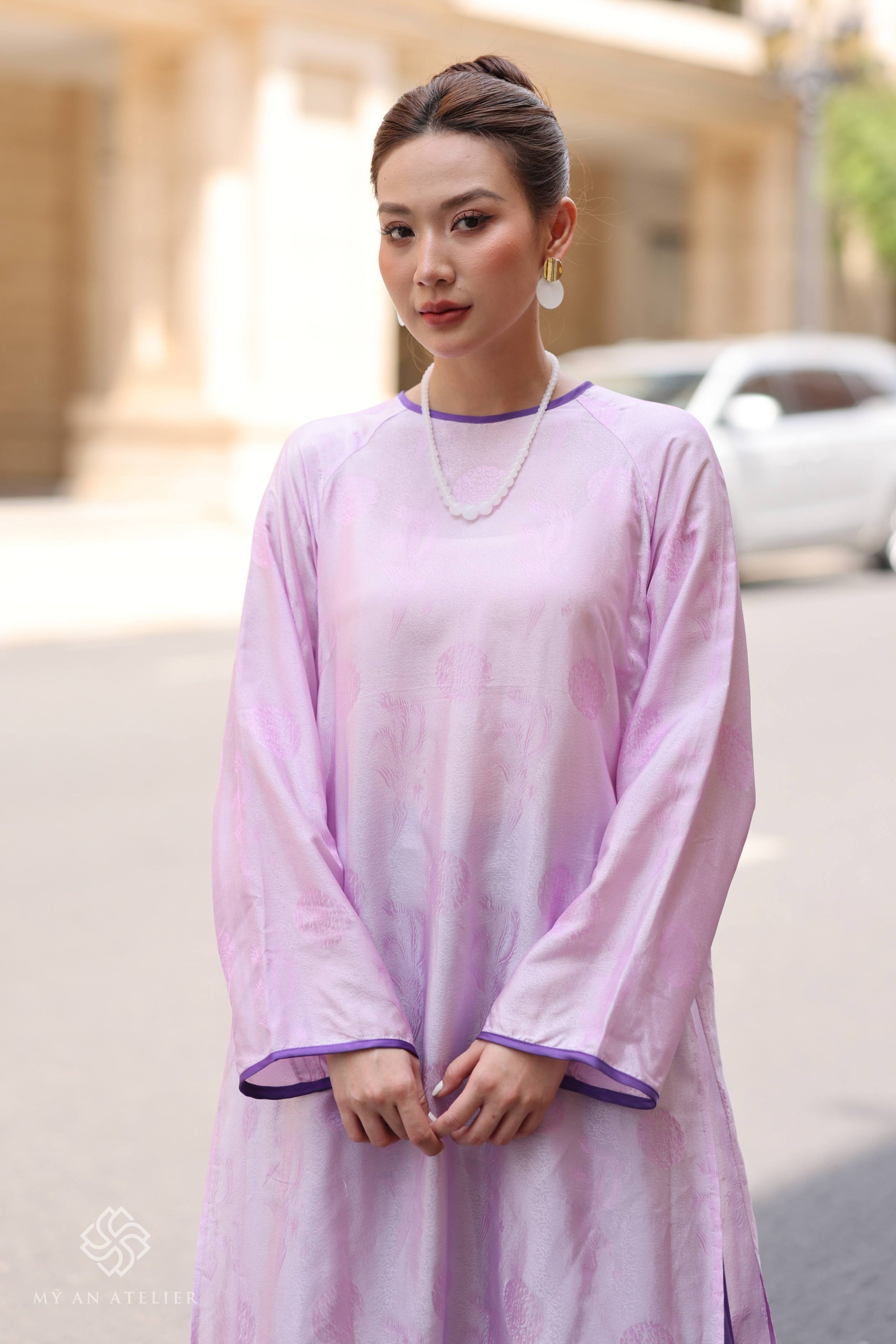 Mulberry silk modern Vietnamese dress