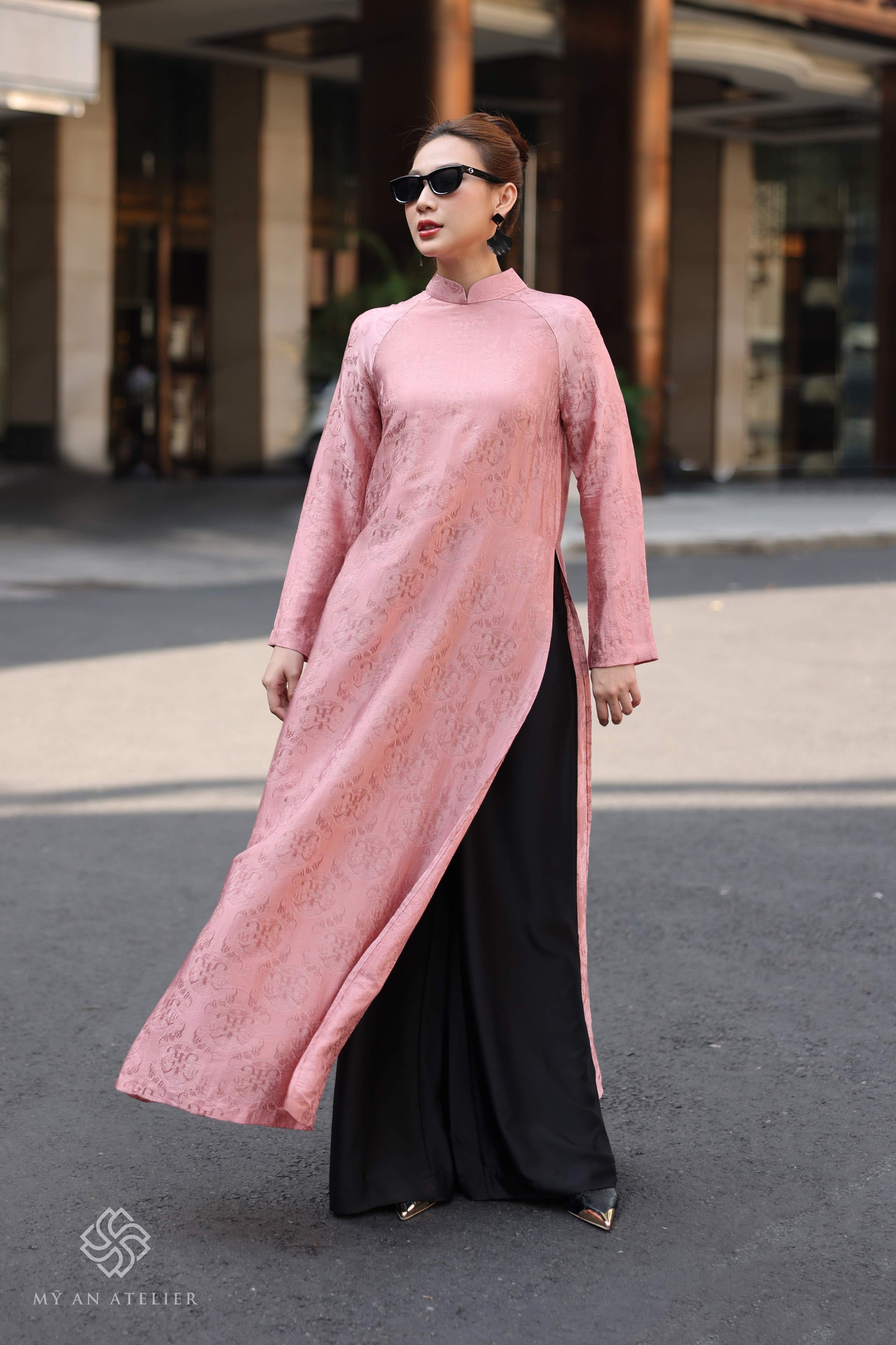 Mulberry silk pink Vietnamese dress