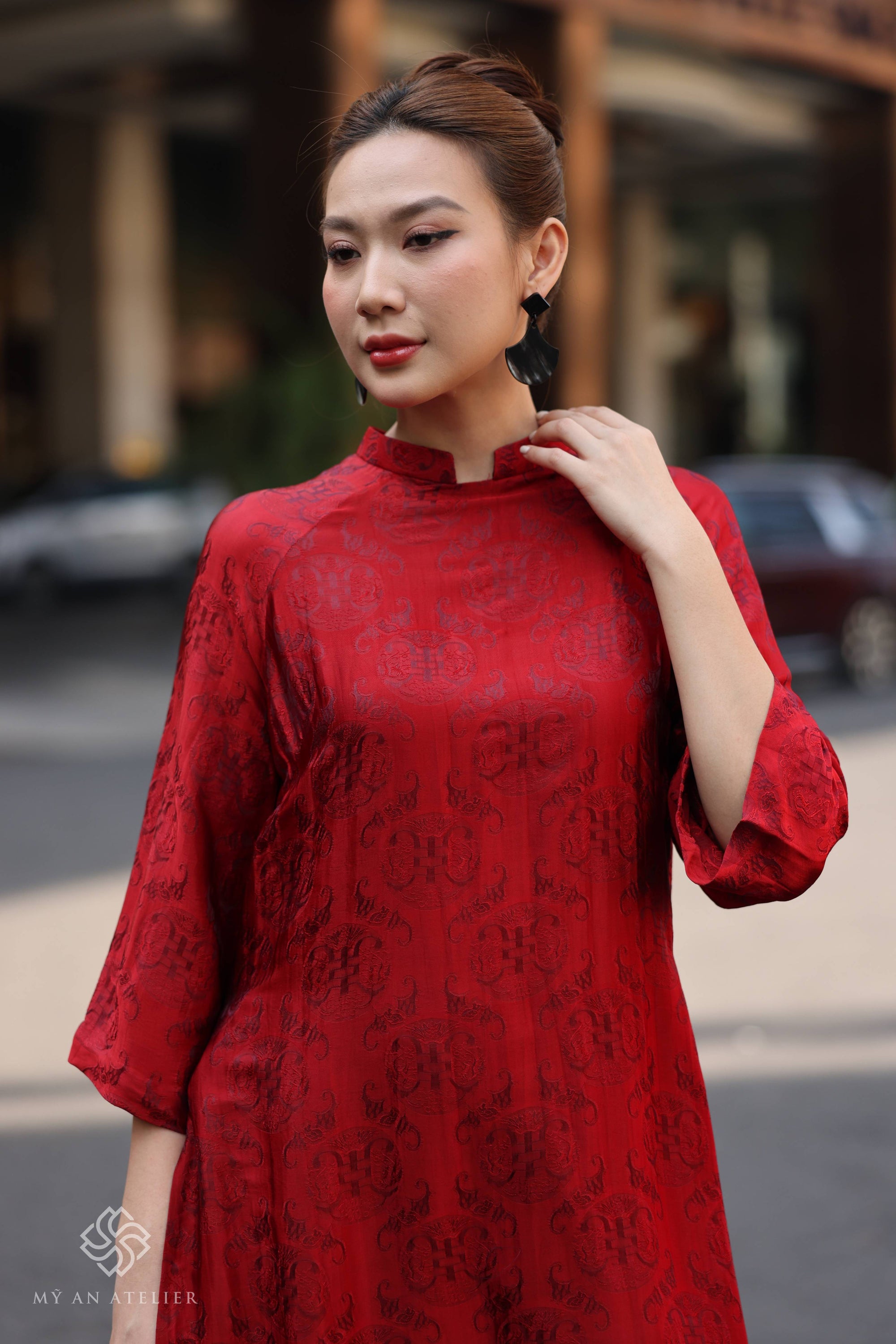 Mulberry silk red ao dai
