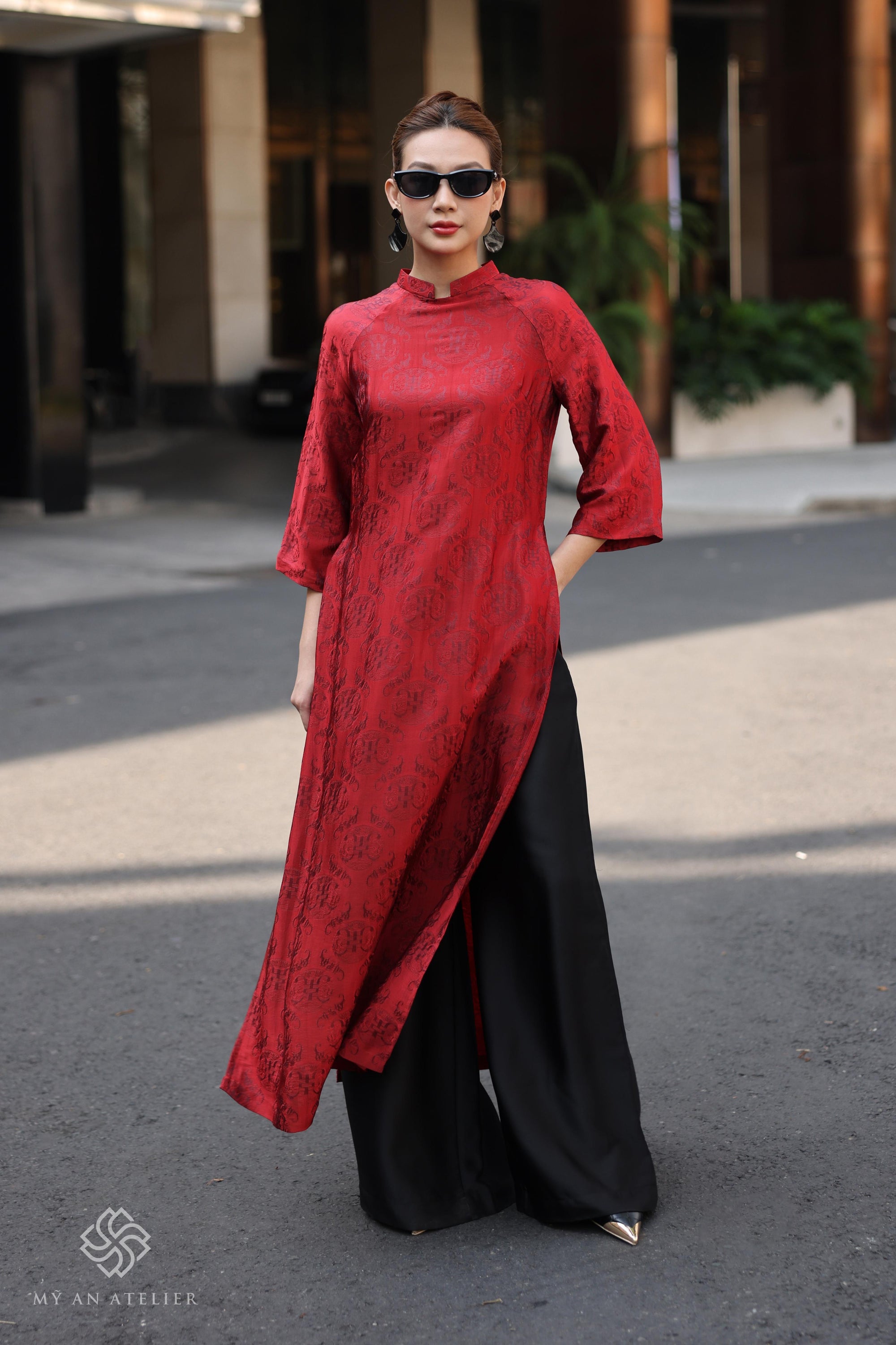 Mulberry silk red ao dai