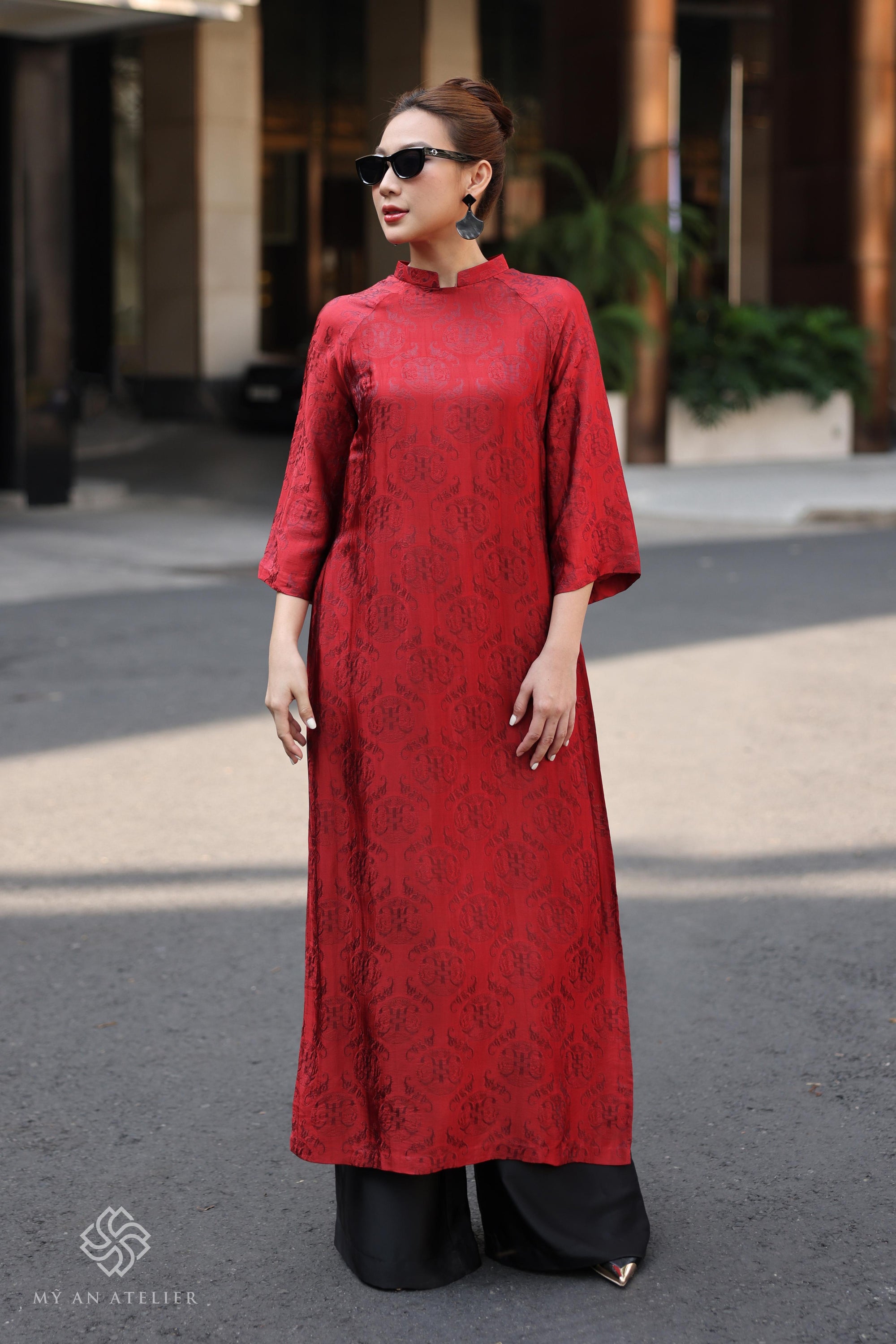 Mulberry silk red ao dai