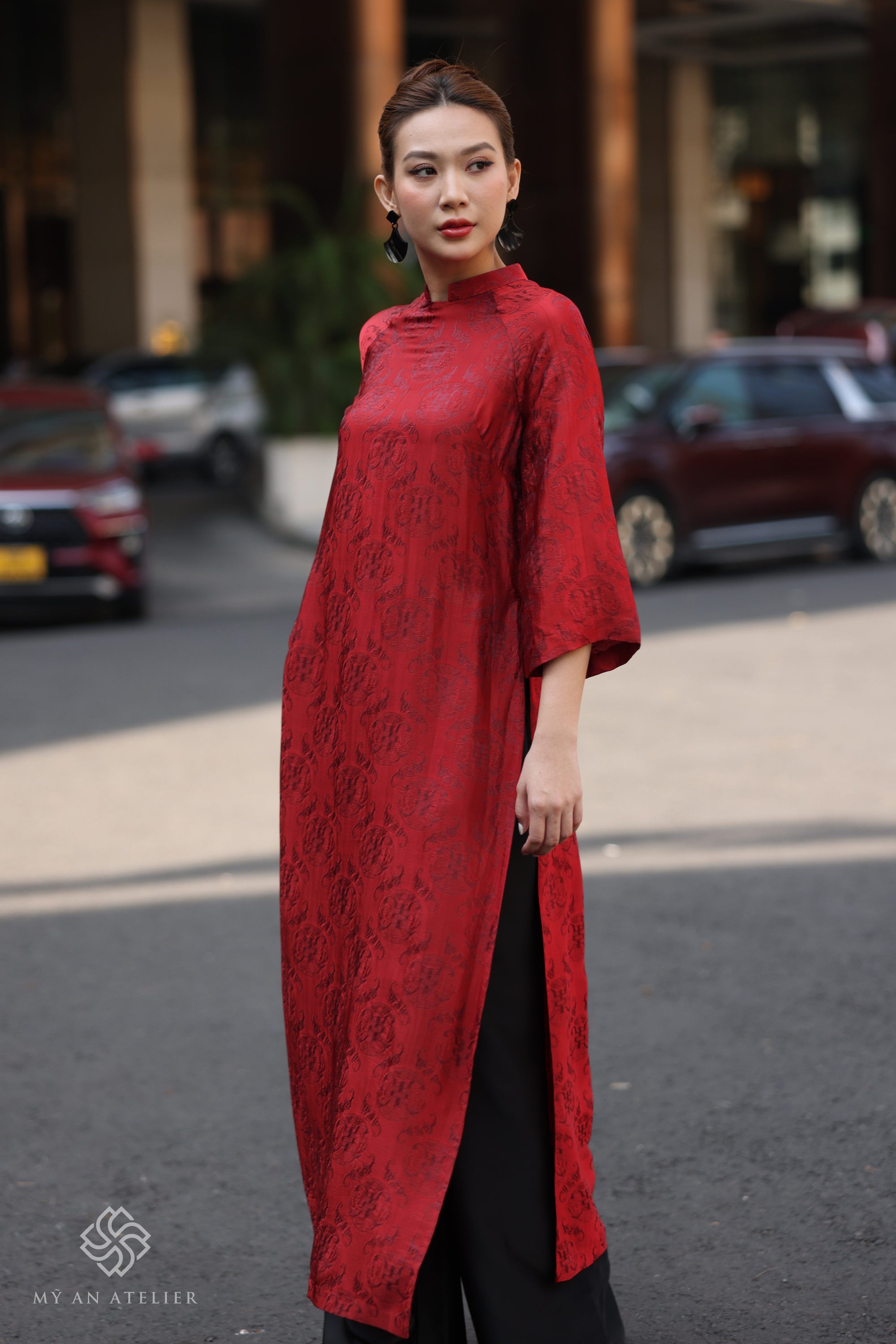 Mulberry silk red ao dai