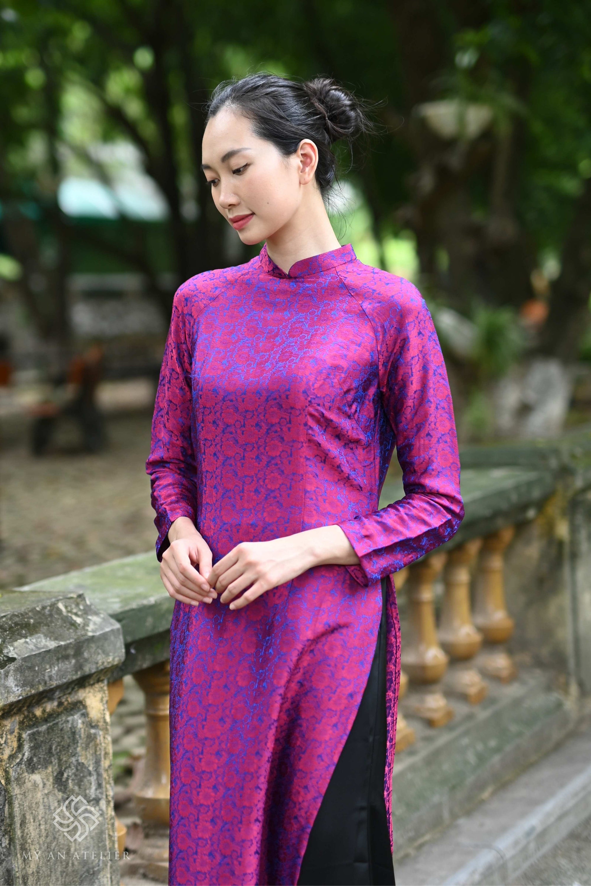 Mulberry silk Vietnamese dress ao dai