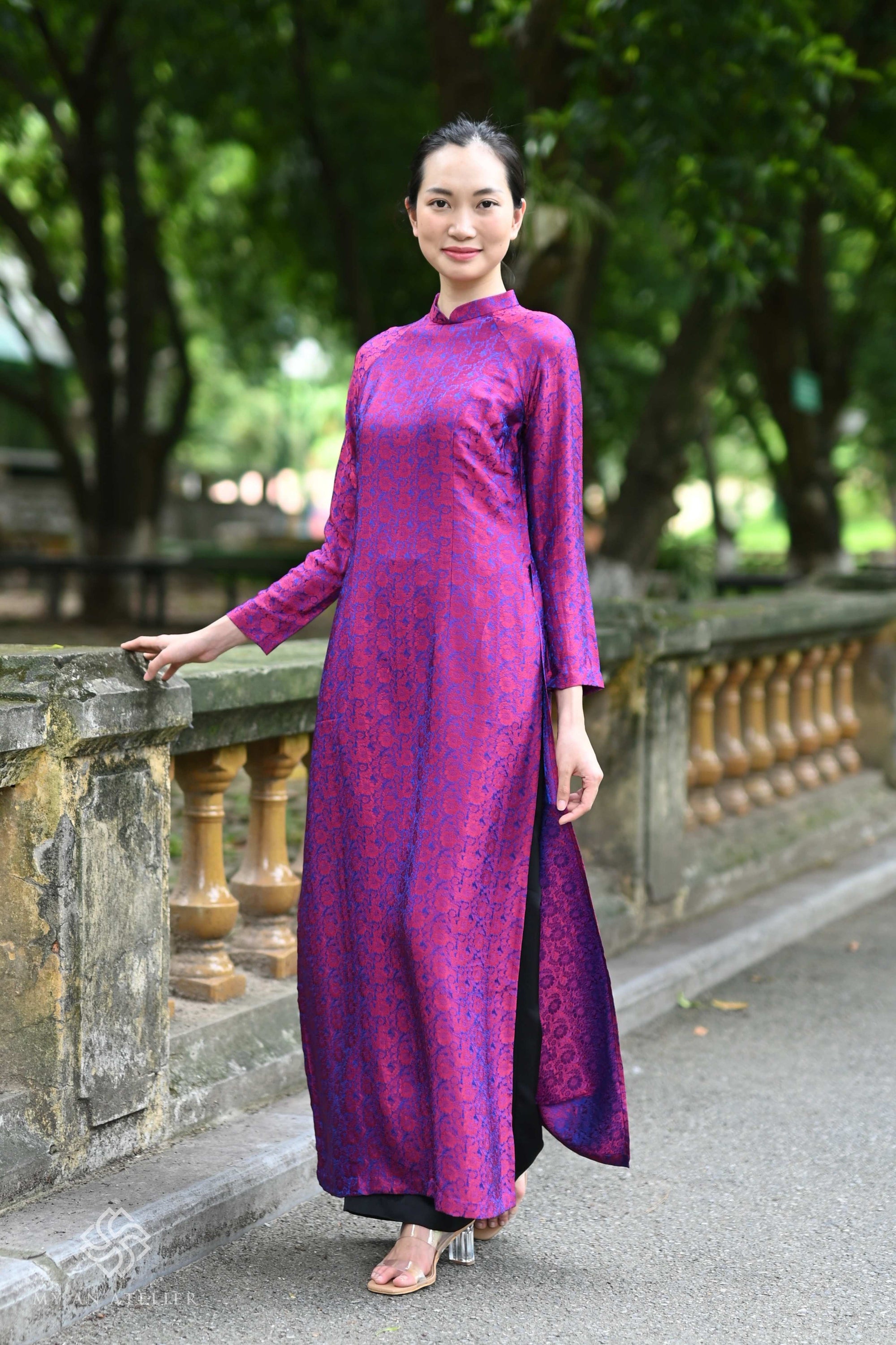 Mulberry silk Vietnamese dress ao dai